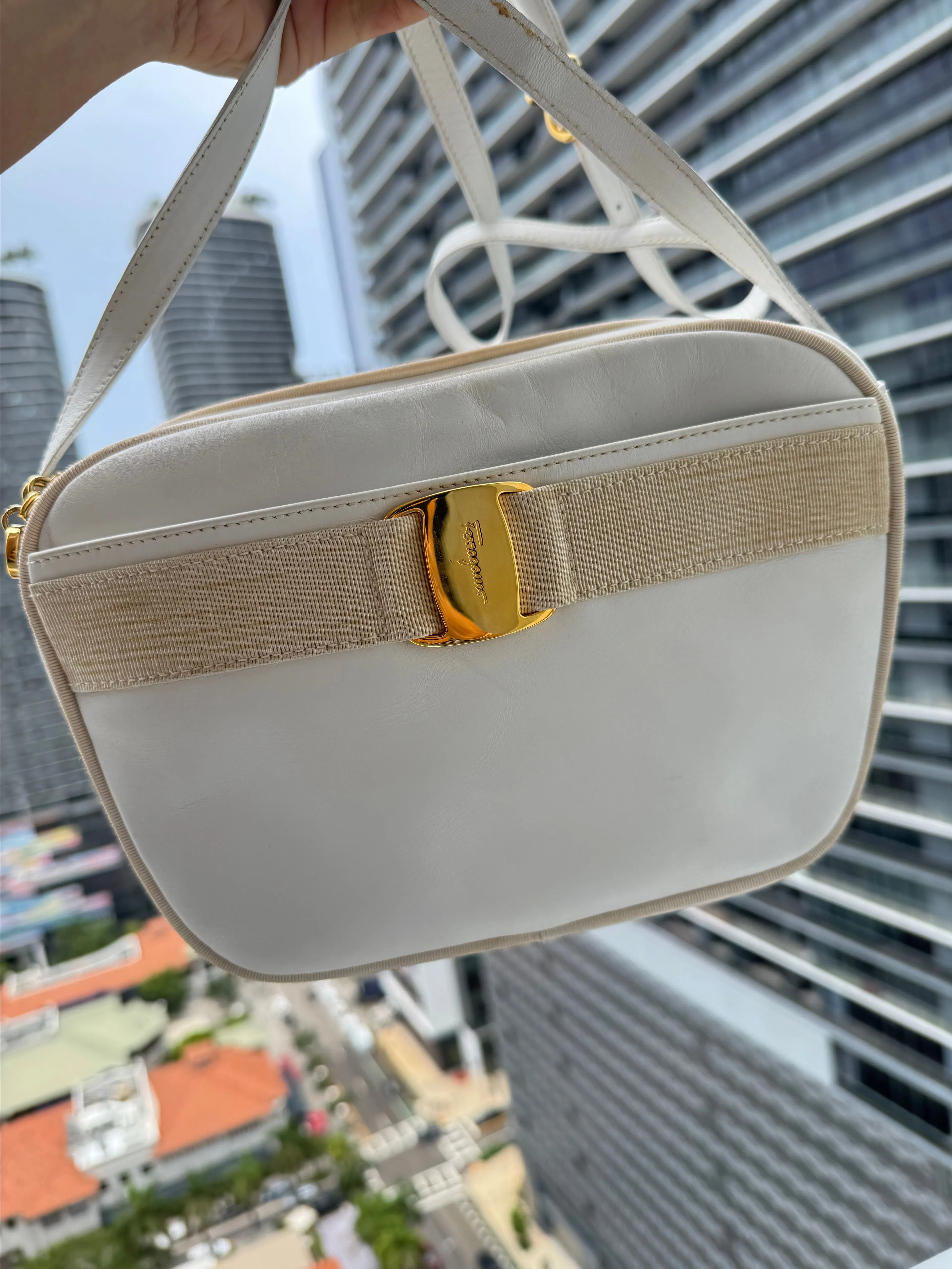 Product image for 13. Salvatore Ferragamo Vela White Shoulder Bag