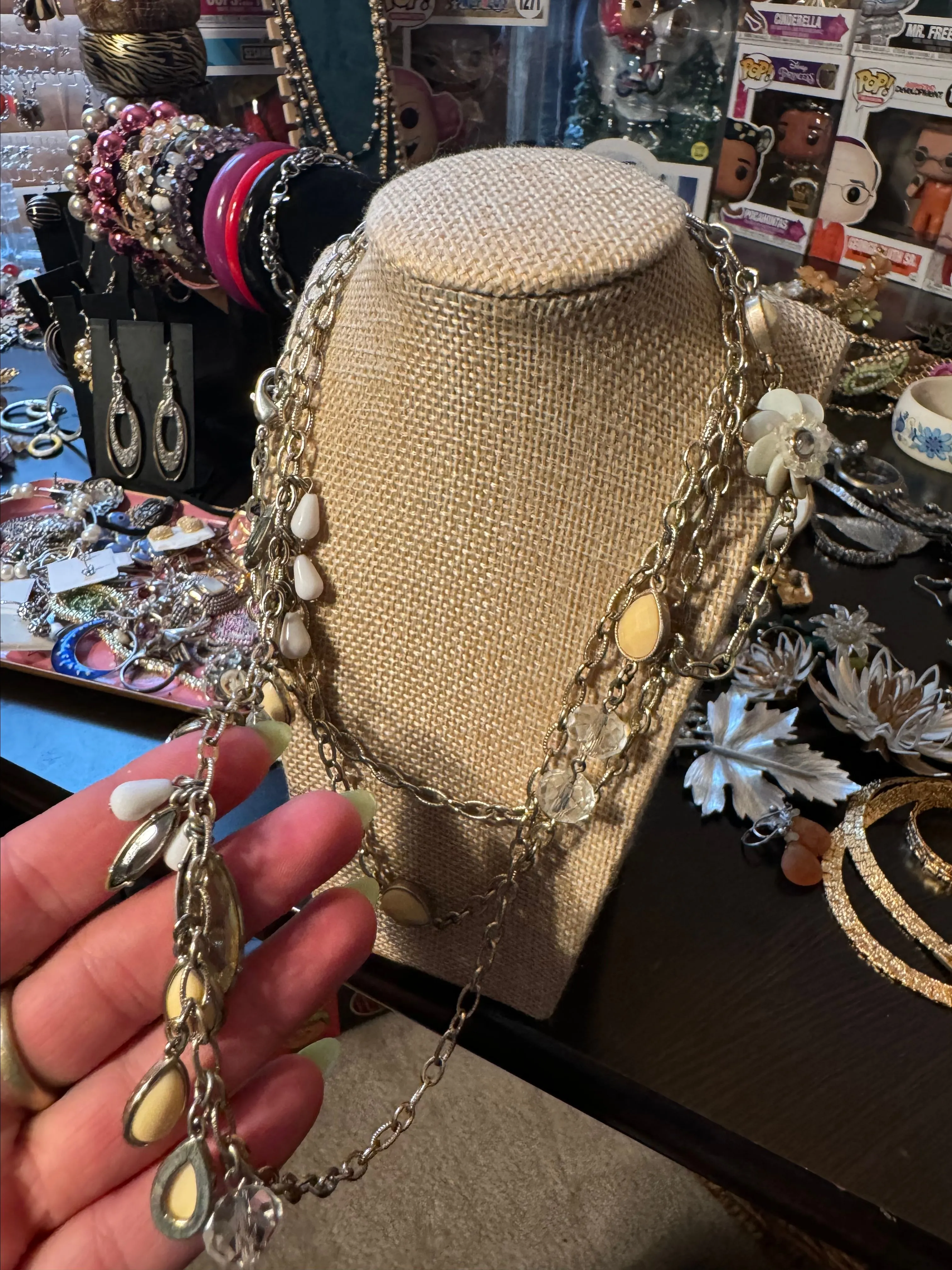 Product image for the loft gold tone long beaded necklace