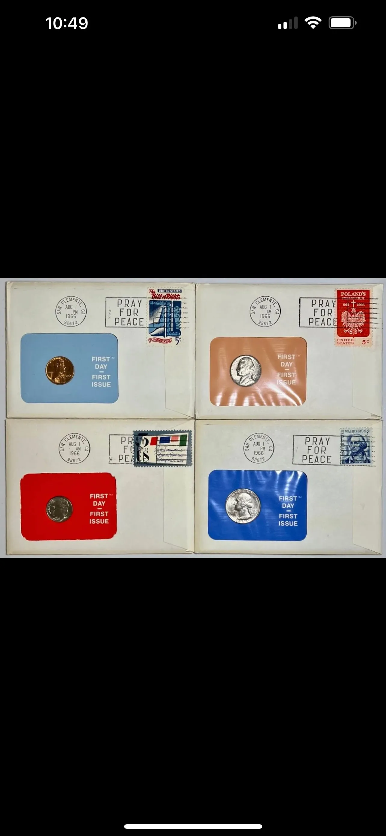 Product image for 99 Company “Pray for Peace” F.D.I. Coin & Stamp Set (1966)