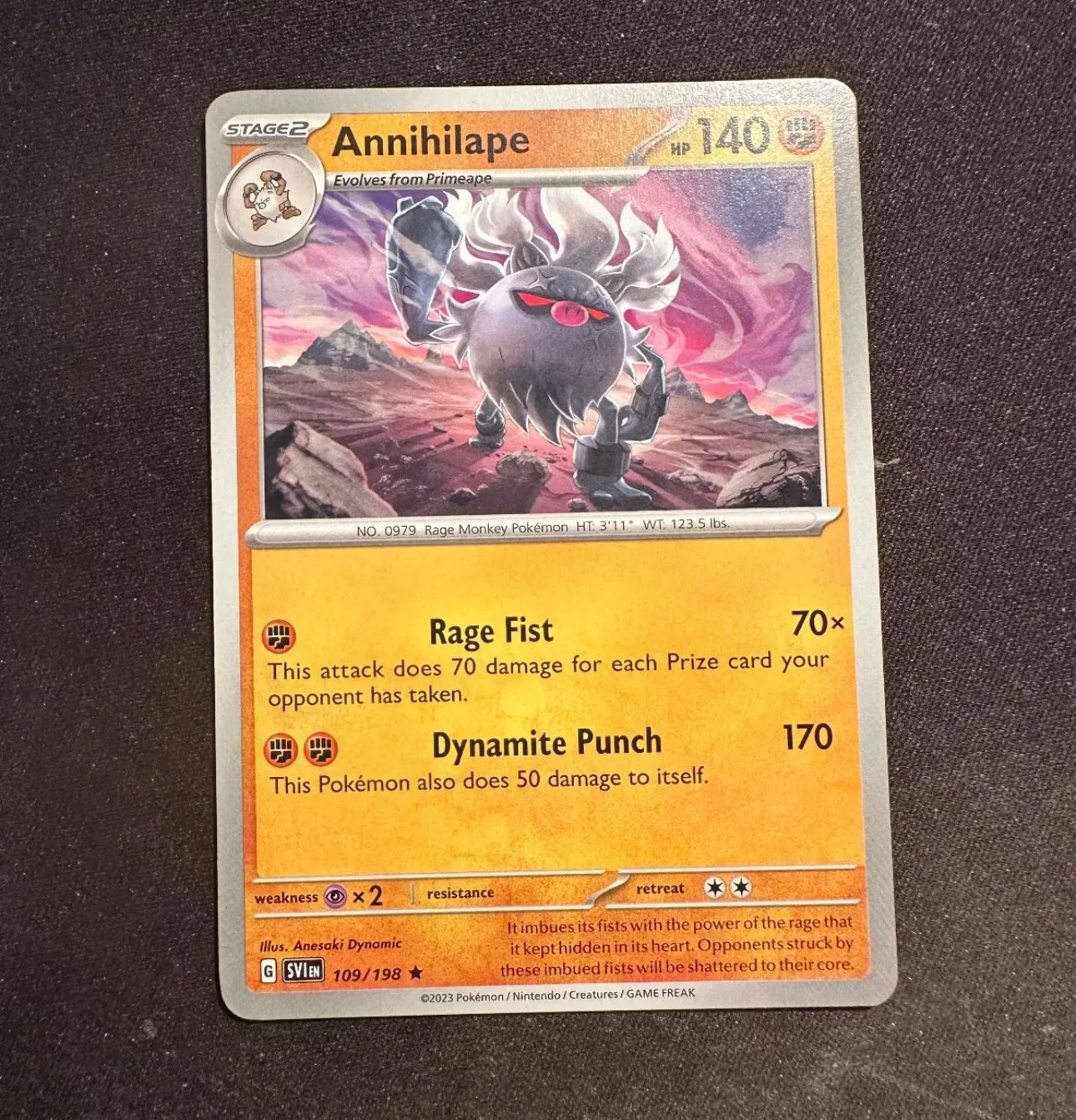 Product image for Pokemon TCG Annihilape Scarlet & Violet Base Set 109/198 Reverse Holo Rare🔥