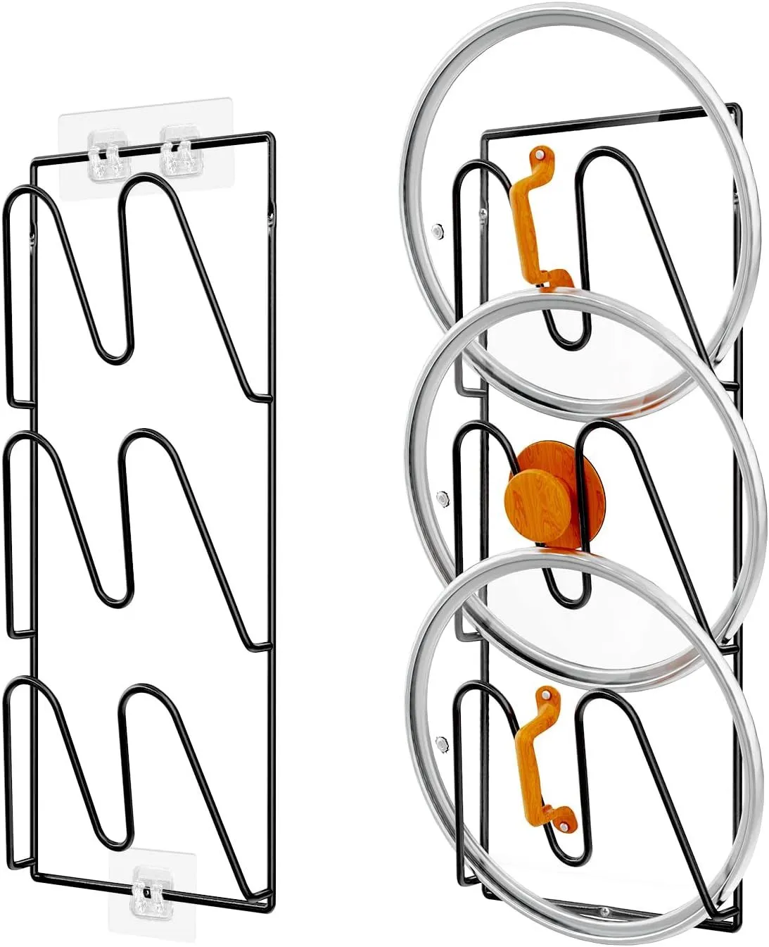 Product image for #101 Two Pack Pot Lid Organizer Rack, 6-Tier Pot Lids Holder for Cabinet Door	