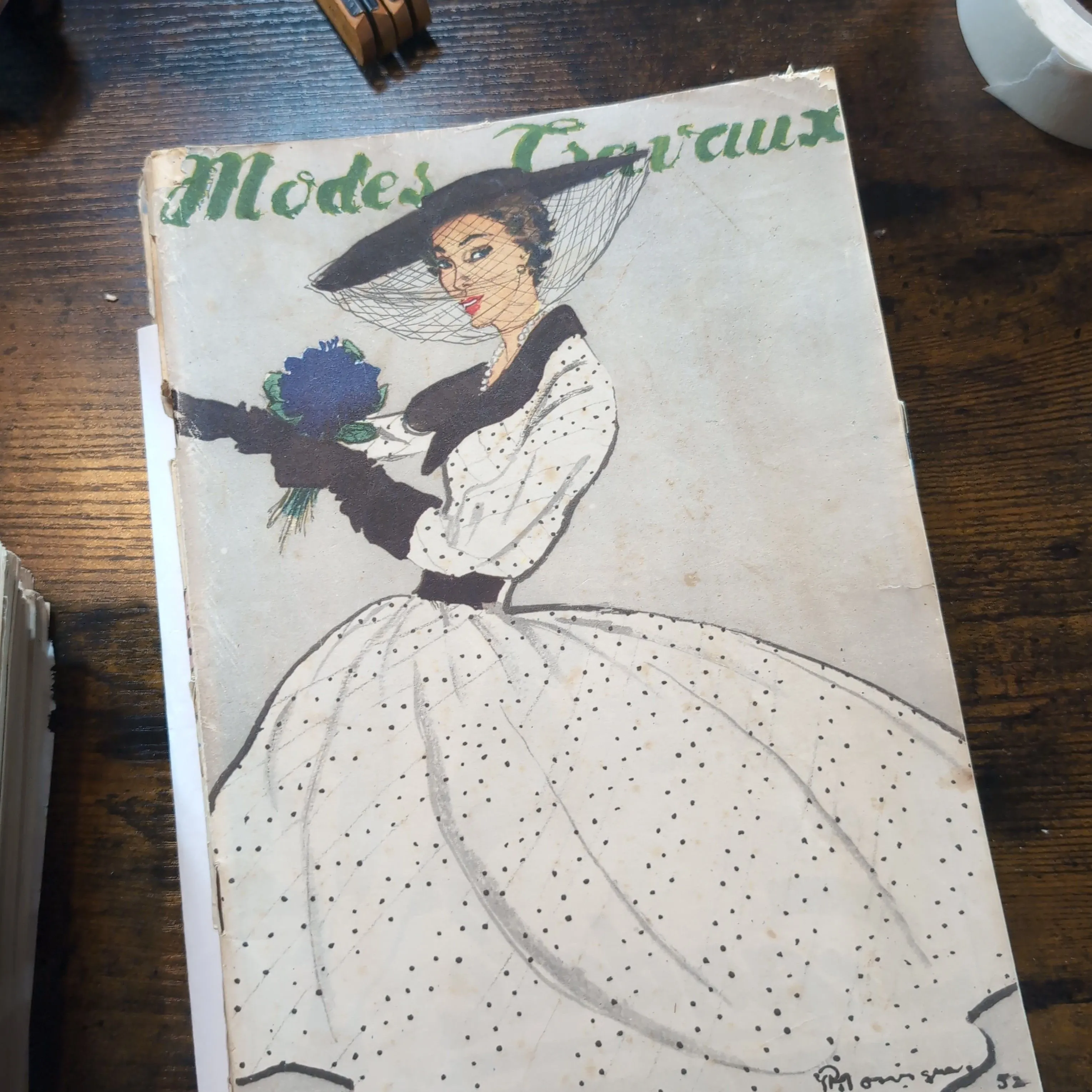 Product image for Modes & Travaux Magazine French Women's Fashion May 1952