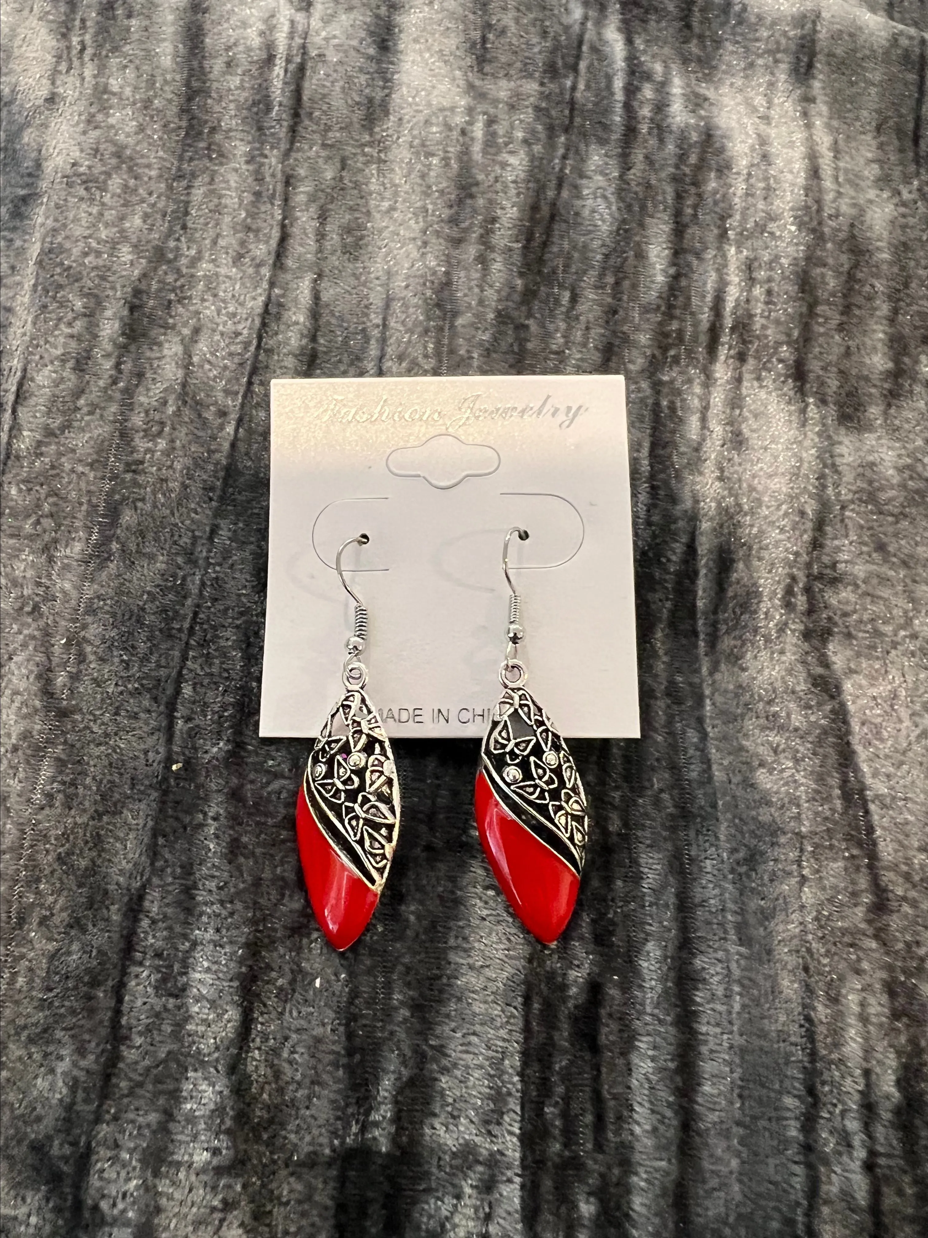 Product image for Elegant Red and Silver Earrings