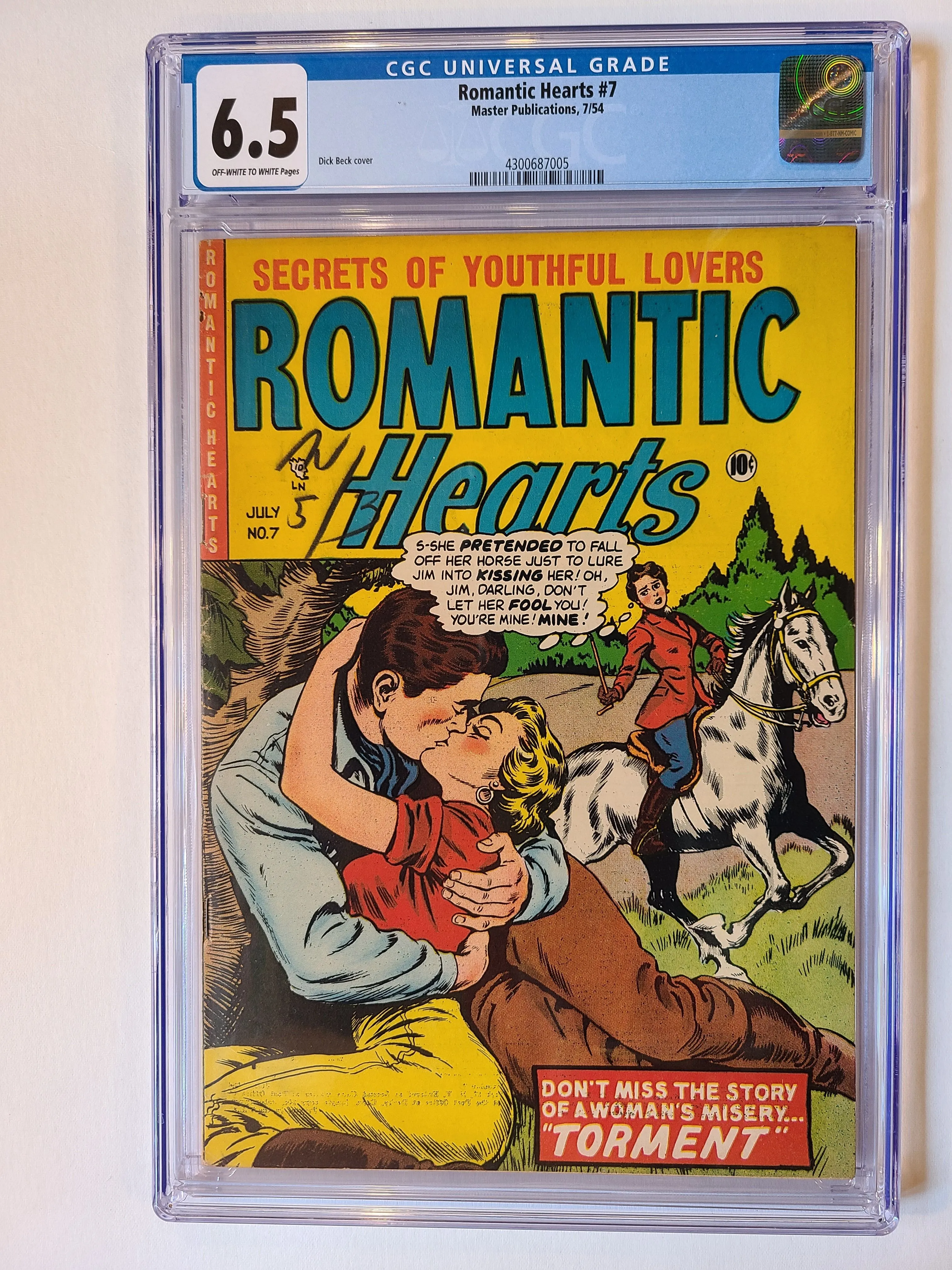 Product image for ROMANTIC HEARTS # 7 MASTER PUB 1954 CGC 6.5 SINGLE HIGHEST GRADED VERY SCARCE
