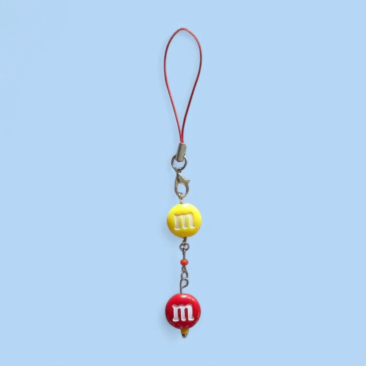 Product image for M&M Chocolate Sweets Handmade Phone Keychain Bag Charm - Yellow & Red 💛❤️