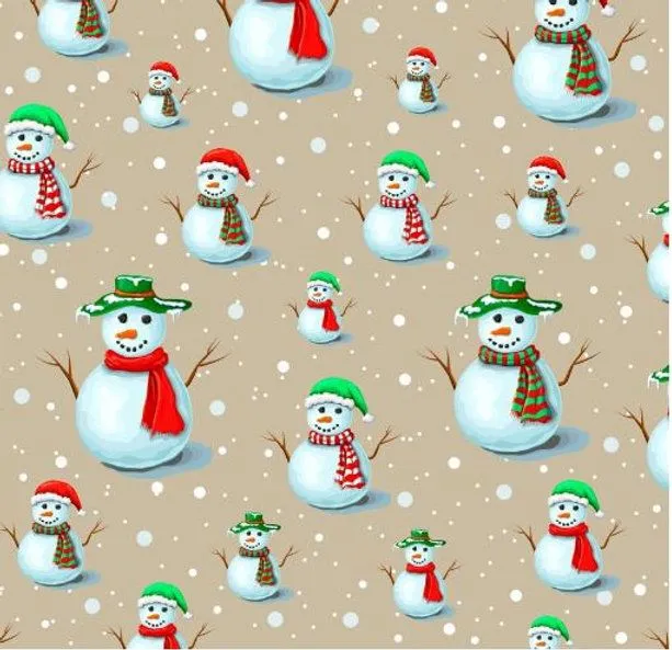 Product image for 2 Yards Snowmen on Tan Background