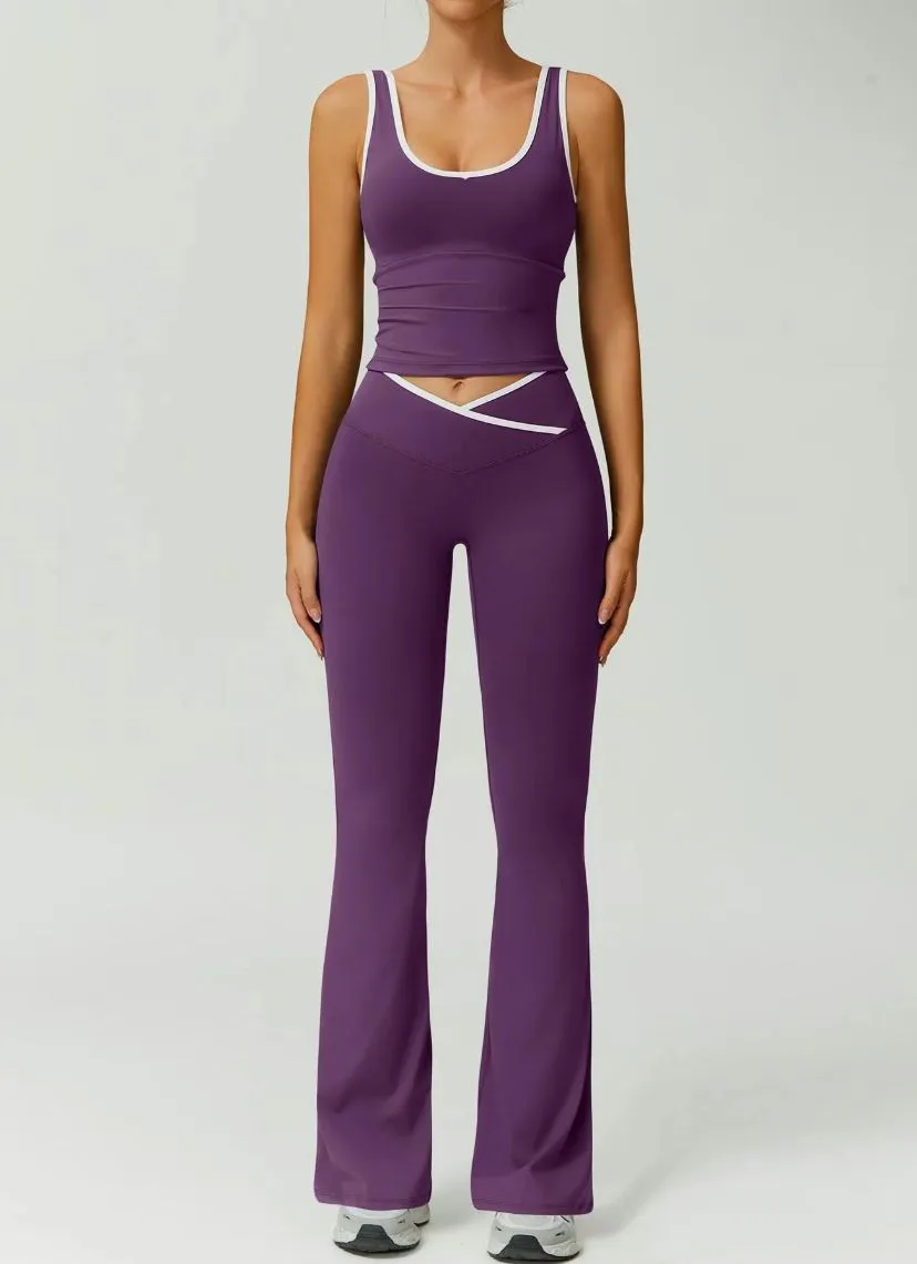 Product image for NWOT Fashion Bae Women's Purple And White Workout Set Size XL