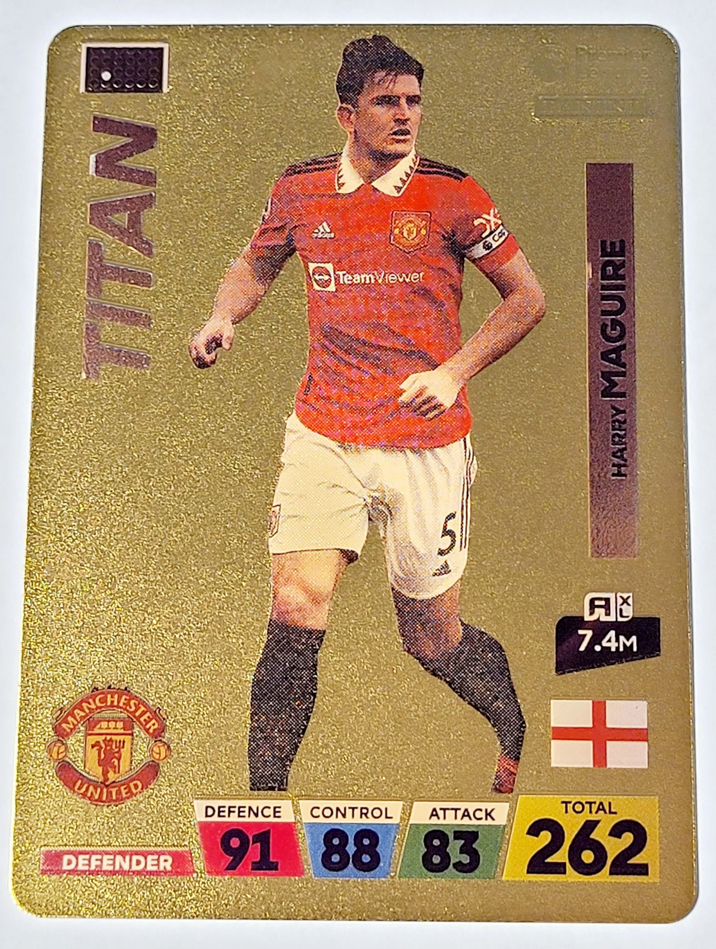 Product image for 2022 Harry Maguire Panini World Soccer Stars Titan Plastic Gold Color Card (1)NM Condition The produ