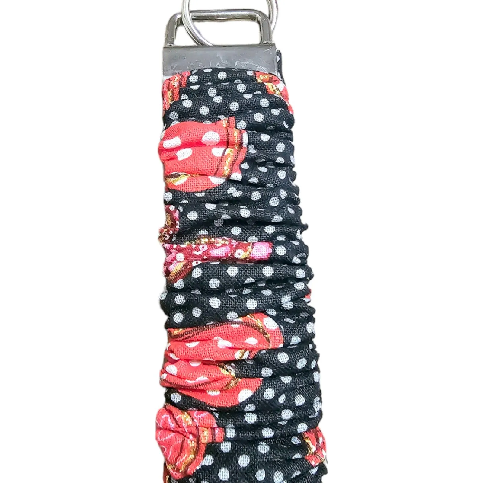 Product image for Valentines Day Hearts on Black With Gold Glitter Scrunchie Wristlet Keychain