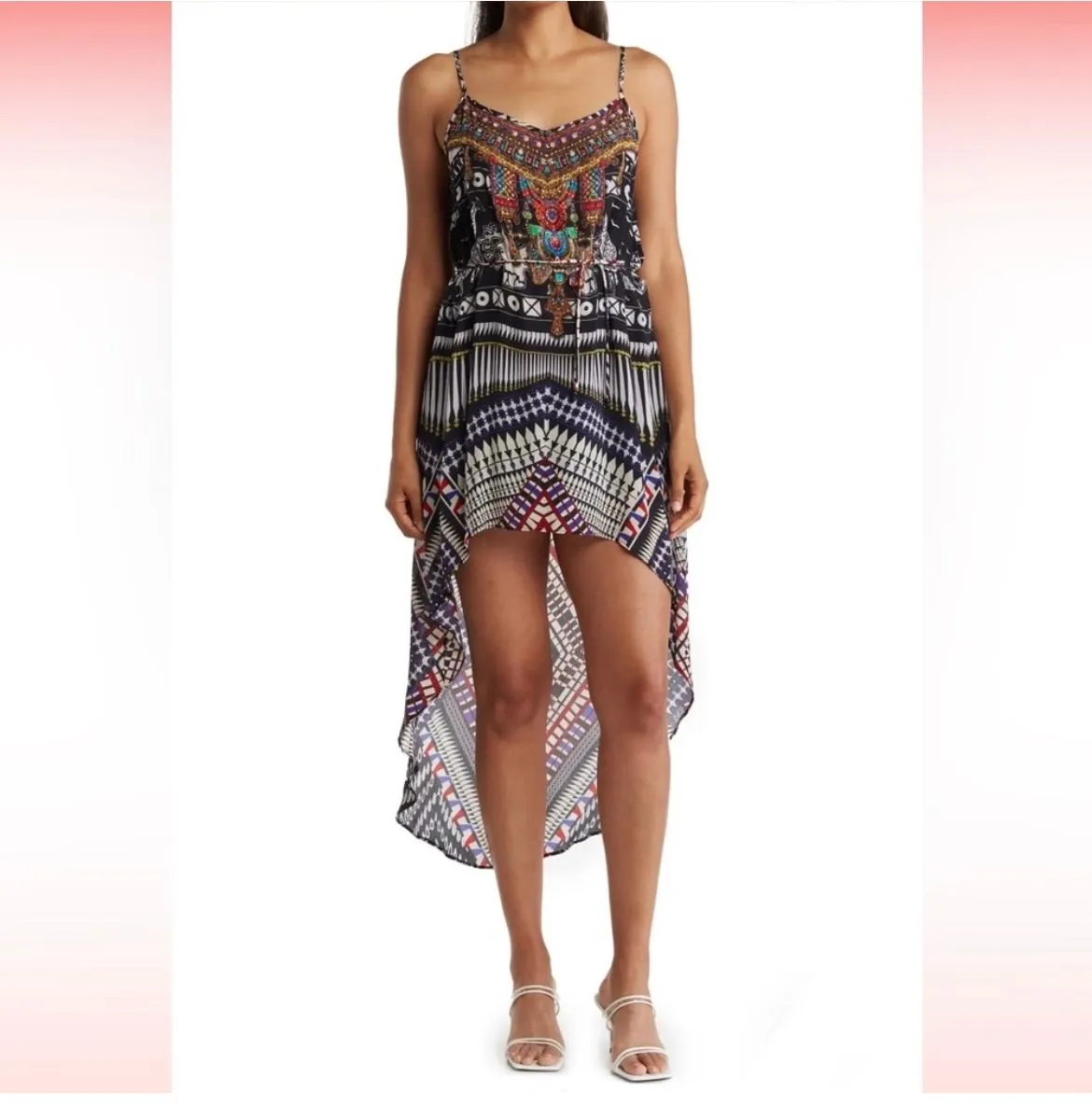 Product image for SHAHIDA PARIDES Beaded Printed Hi/Low Maxi Dress NWT Size S/M