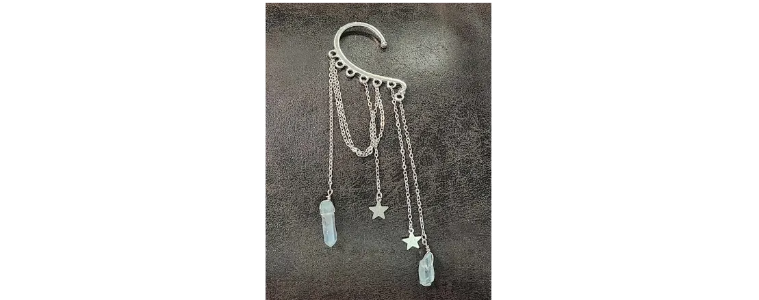 Product image for Silver Single Star & Blue Quartz Ear Cuff