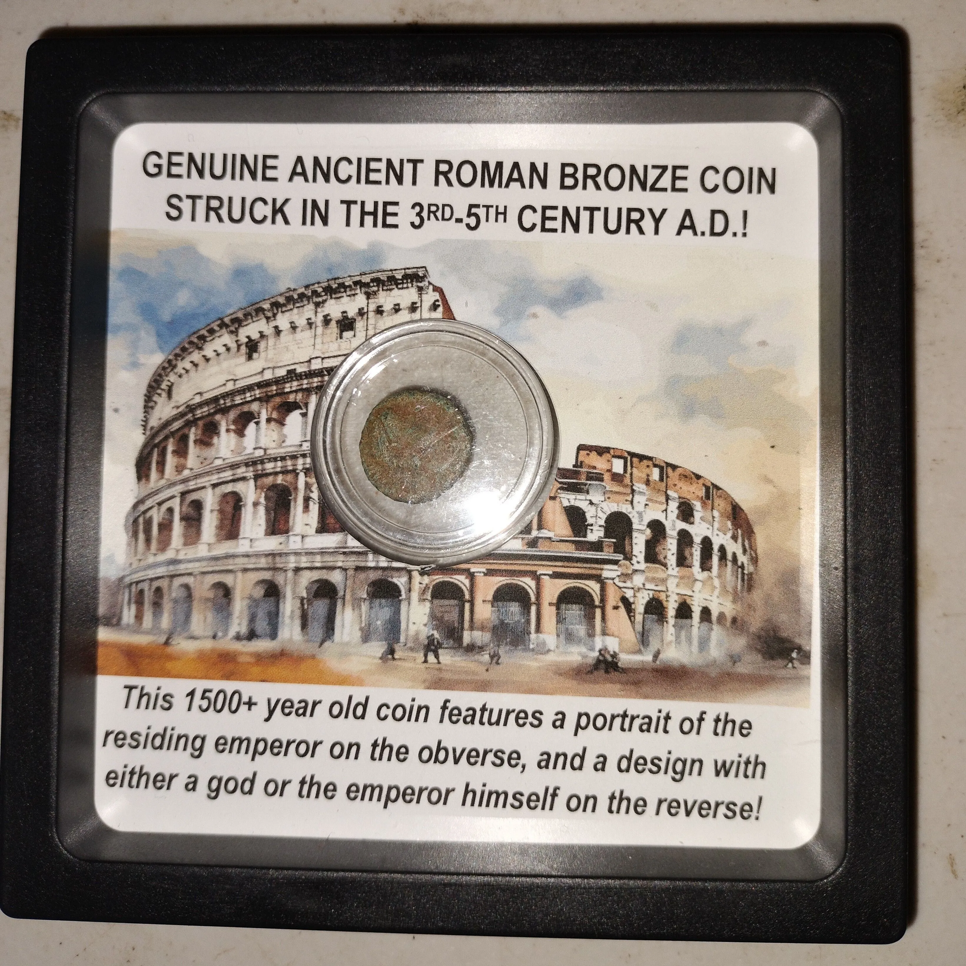 Product image for genuine ancient Roman bronze coin struck in the third and 5th century ad 1500 year old coin