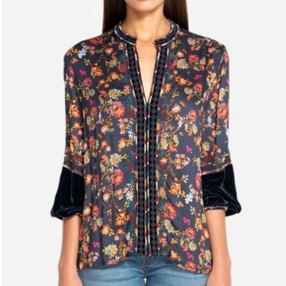 Product image for EUC Johnny Was Workshop Velvet Mix Paris Effortless Blouse Size S/Small