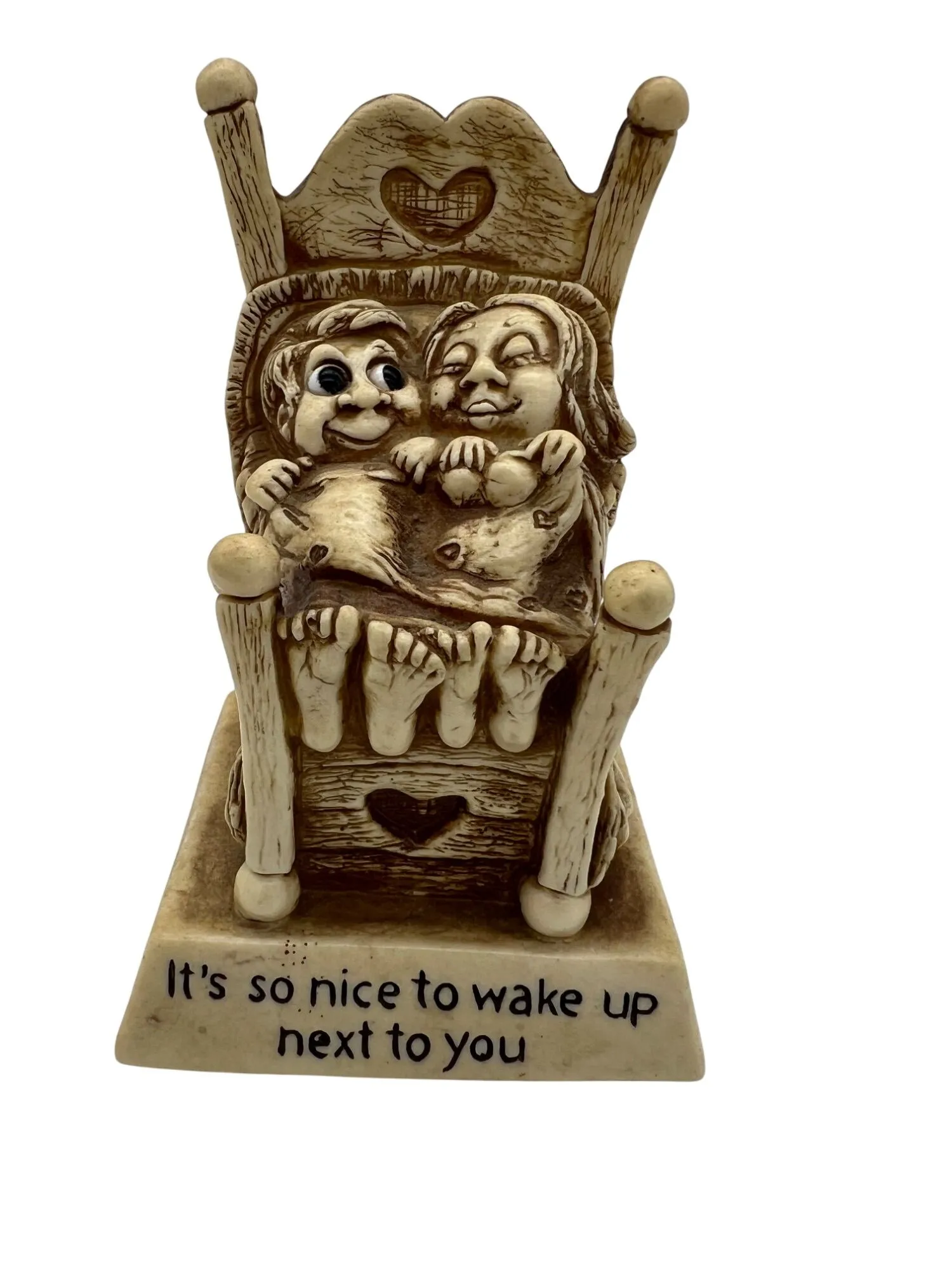 Product image for 1976 Russ Berrie Figurine "Its So Nice To Wake Up Next To You" Couple in Bed