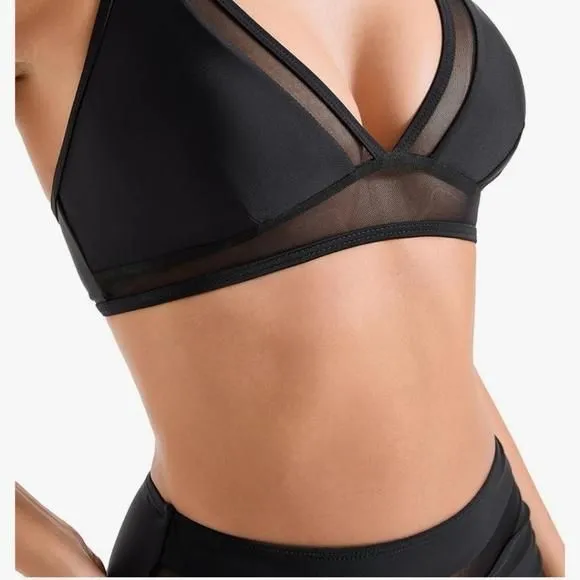 Product image for SUUKSESS Women Sexy High Waist Bikini Sets Mesh Tummy Control 2 Piece Swimsuits
