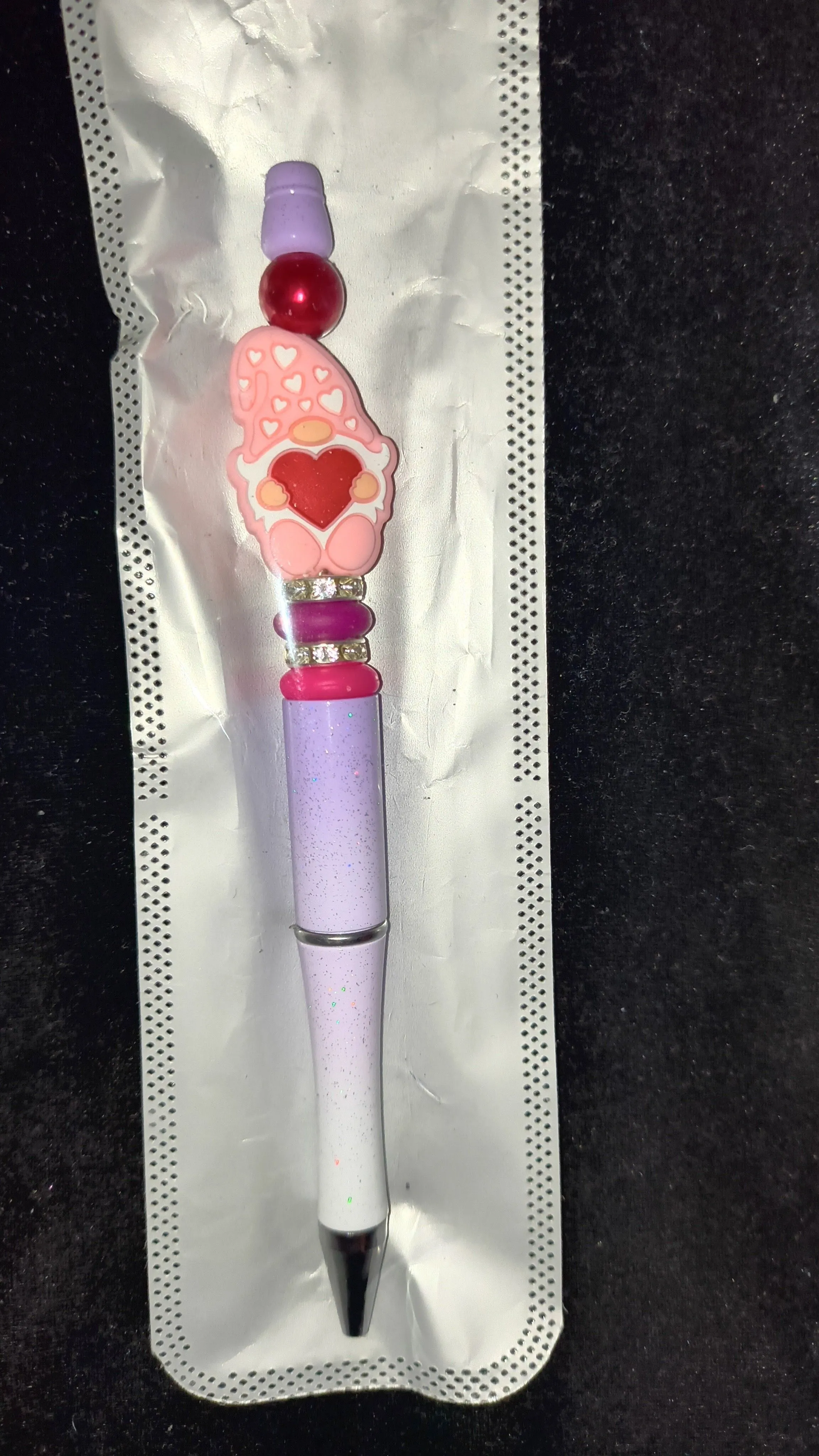 Product image for Beadable Pens - Lavender Glitter Ombre Bling Love Gnome #70
