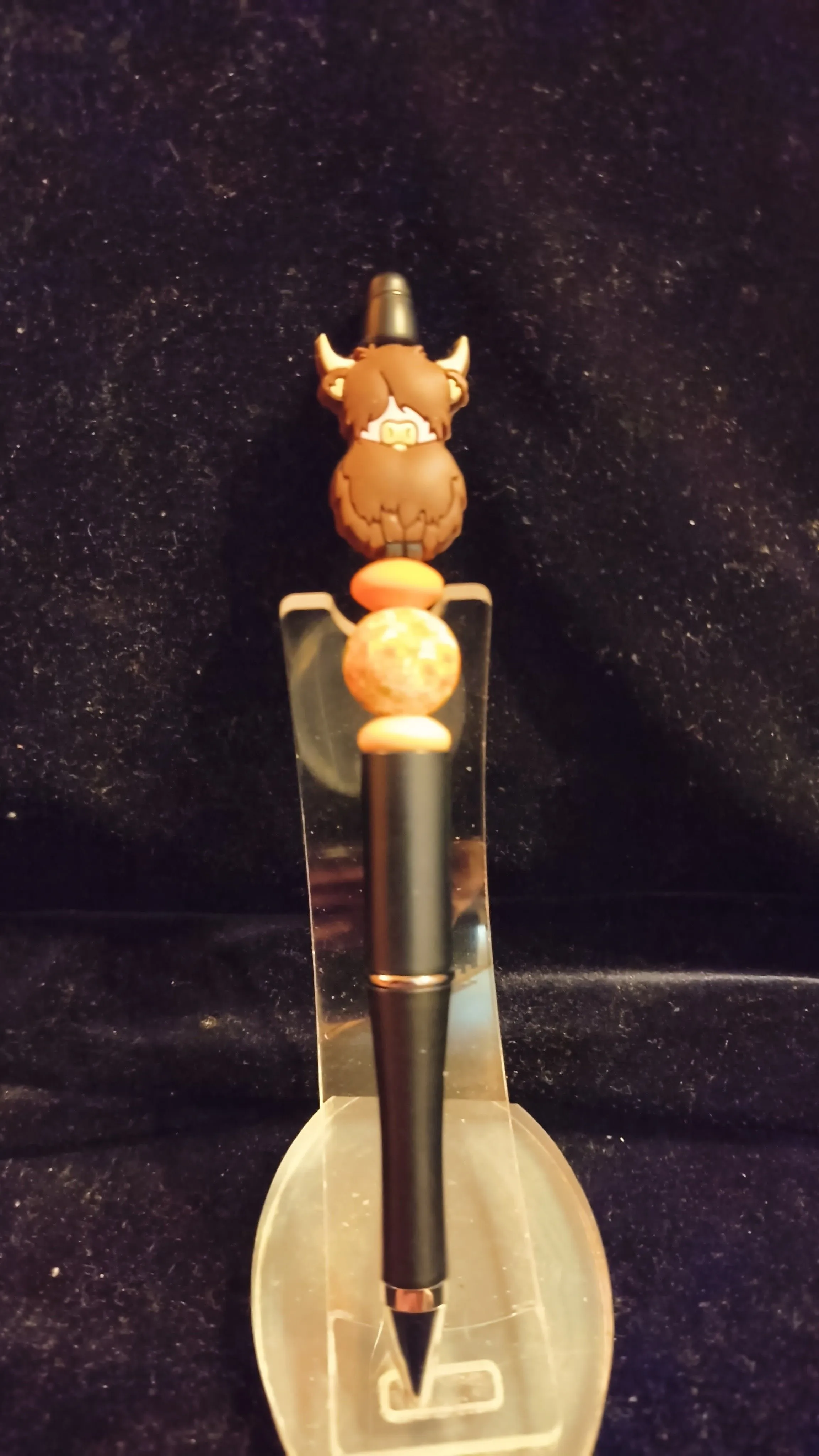 Product image for Beadable Pens - Satin Black Highland Cow #305