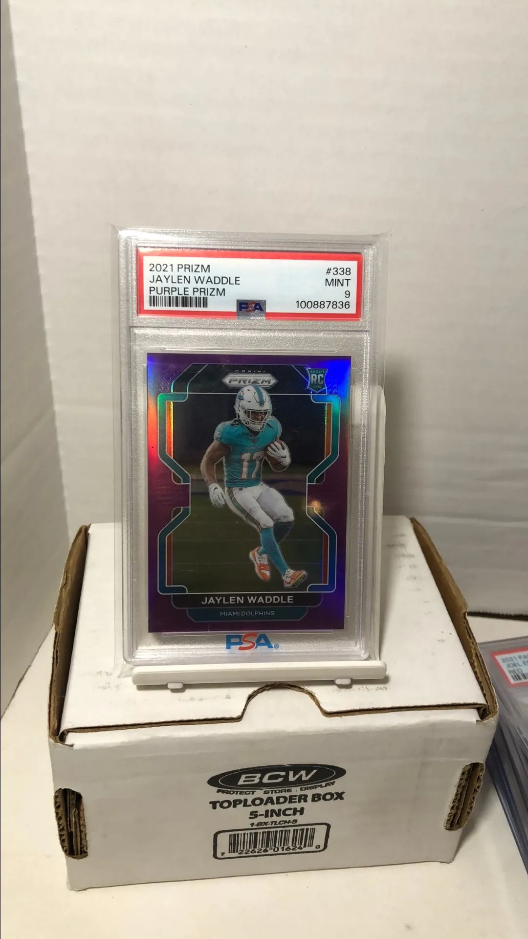 Product image for Jaylen Waddle 2021 Prizm Rookie Purple /125 PSA 9