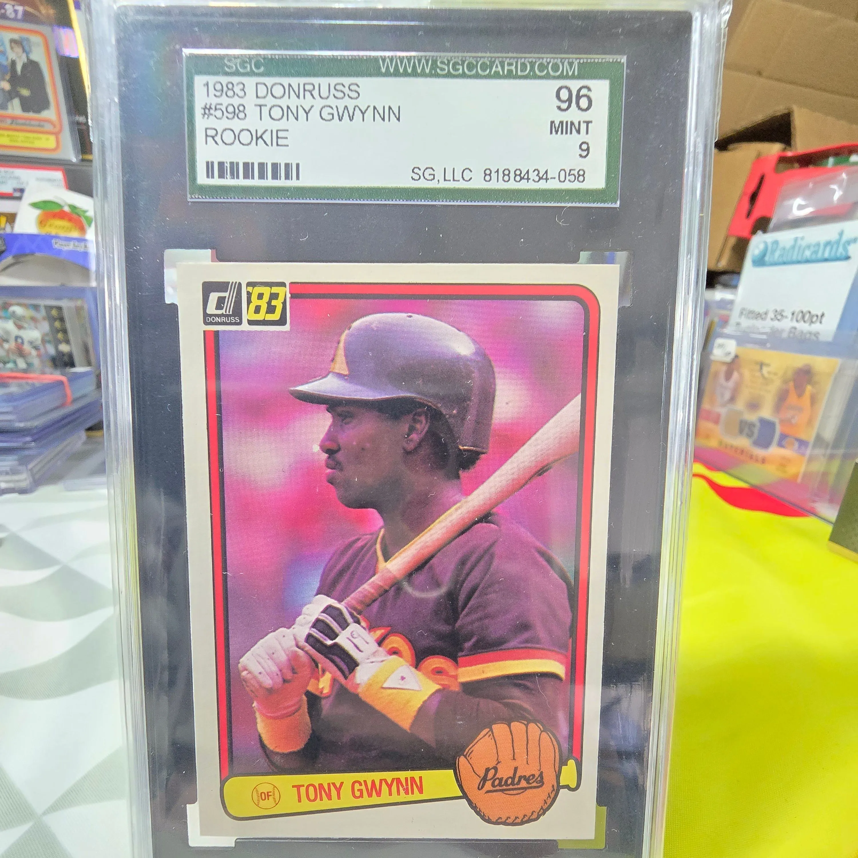 Product image for 1983 Donruss Tony Gwynn Rookie RC #598 San Diego Padres SGC 9 Old Label 96