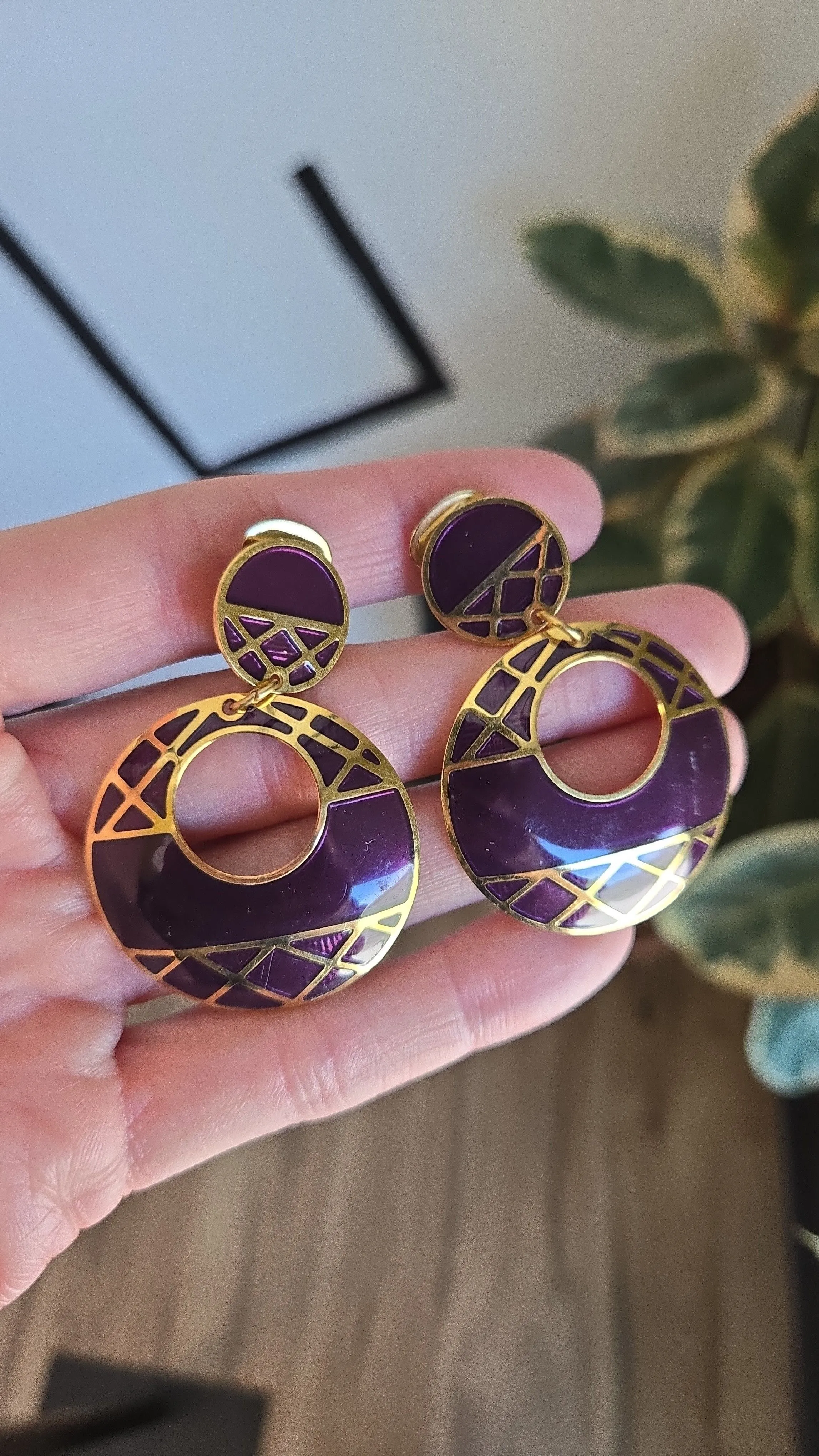 Product image for 41. Purple Enamel Clip Ons 