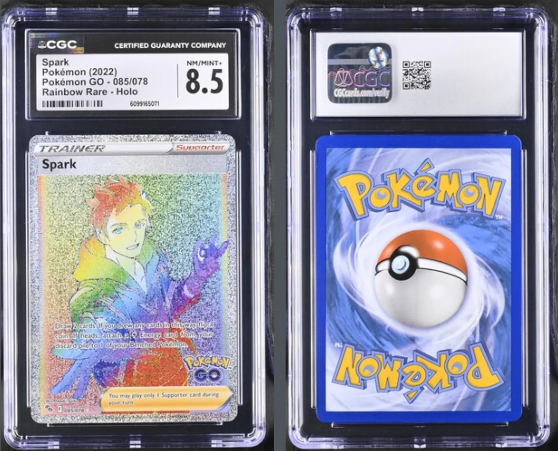 2022 POKEMON GO SPARK TRAINER ENGLISH RAINBOW RARE HOLO 085/078 CGC 8.5  NM/M+  Whatnot: Shop, Sell, Connect
