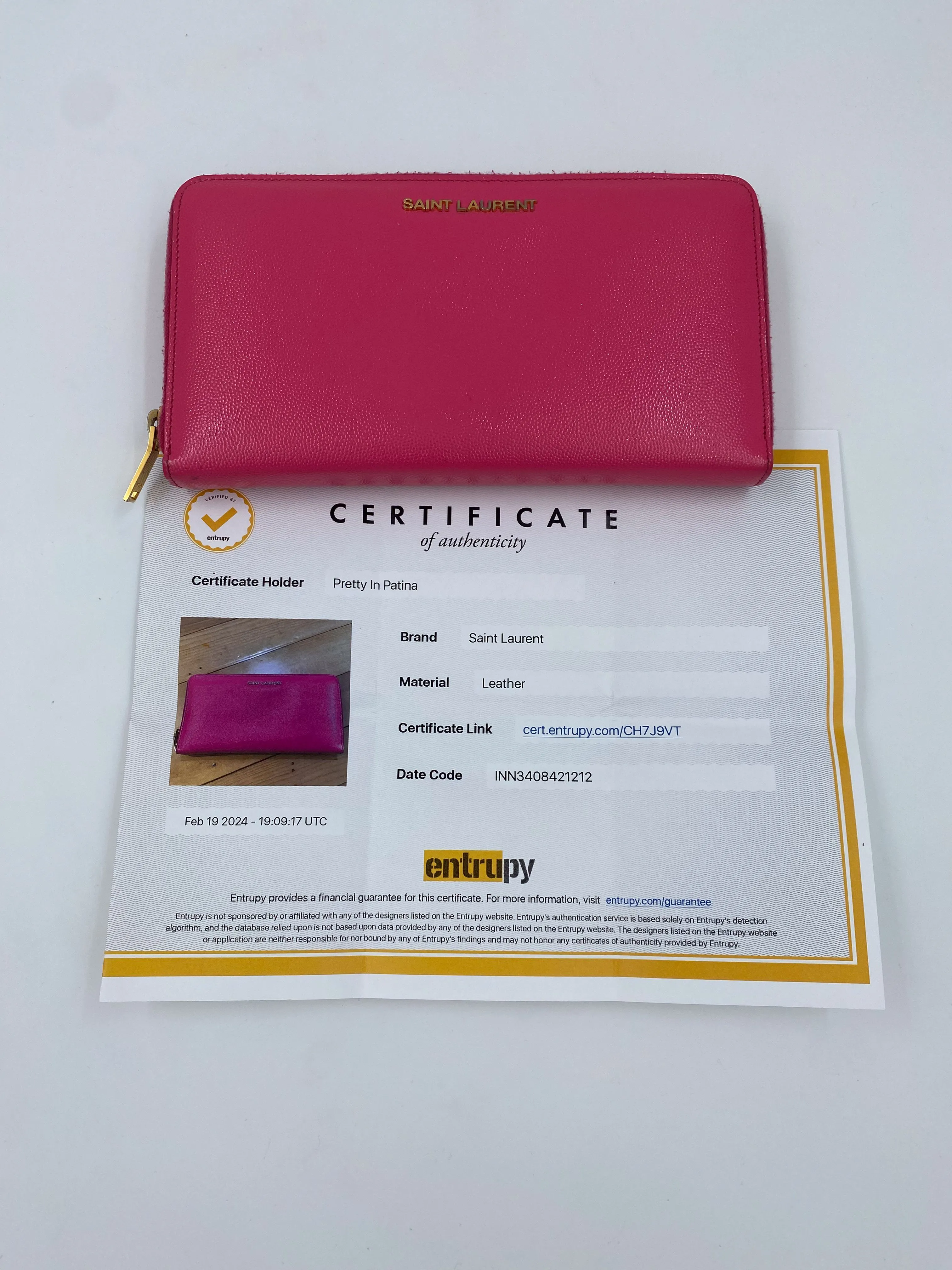 Product image for YSL Pink Clutch/Wallet