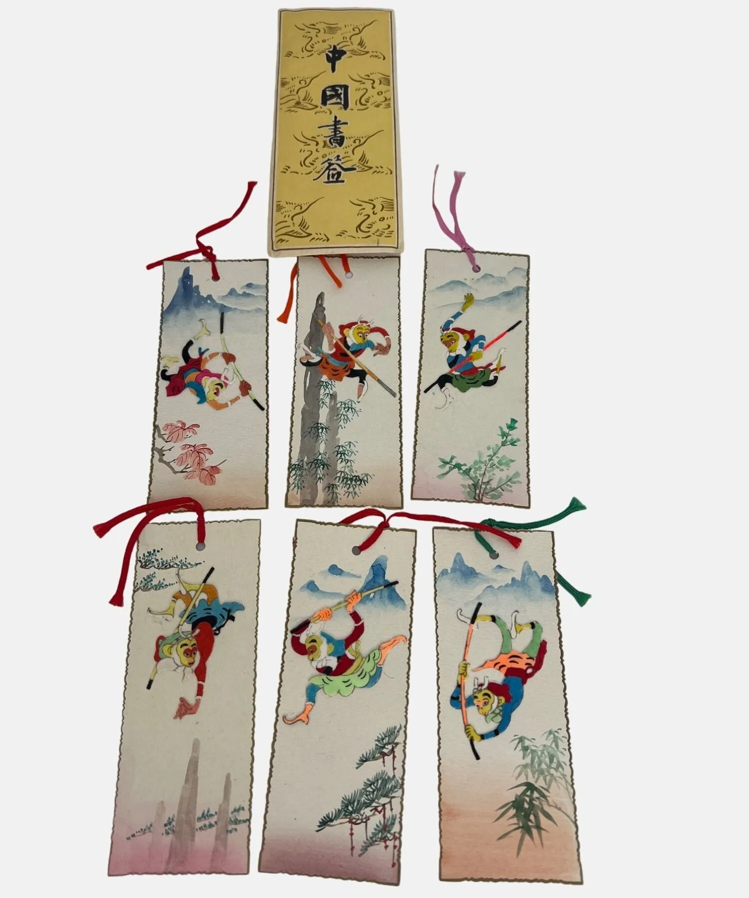 Product image for 6 Vintage Chinese Acrobats Handmade Bookmarks People's Republic of China 5"