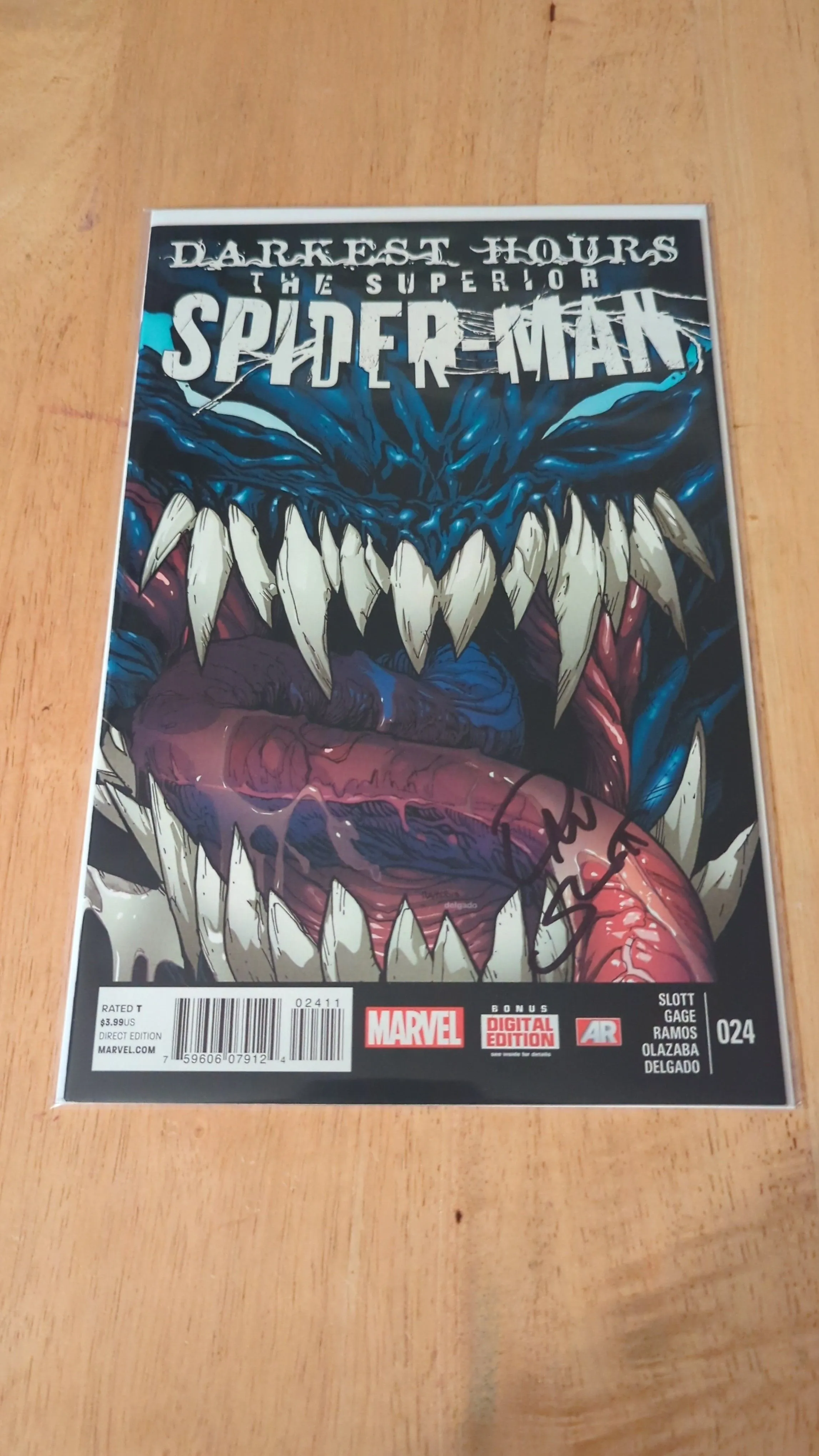 Product image for The Superior Spider-Man #24. Signed by Writer DAN SLOTT.  No COA.