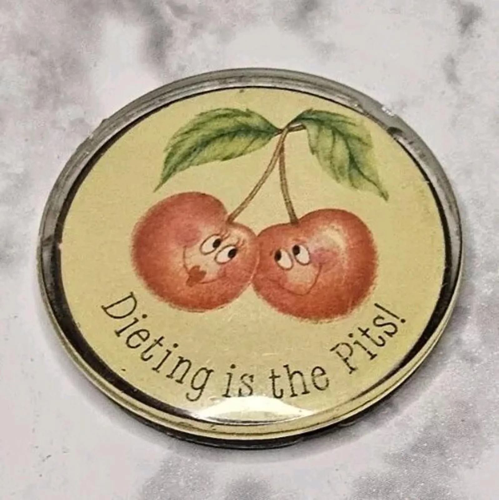 Product image for Vintage Refrigerator Magnet Dieting Is The Pits Cherries Travel Souvenir Magnet 