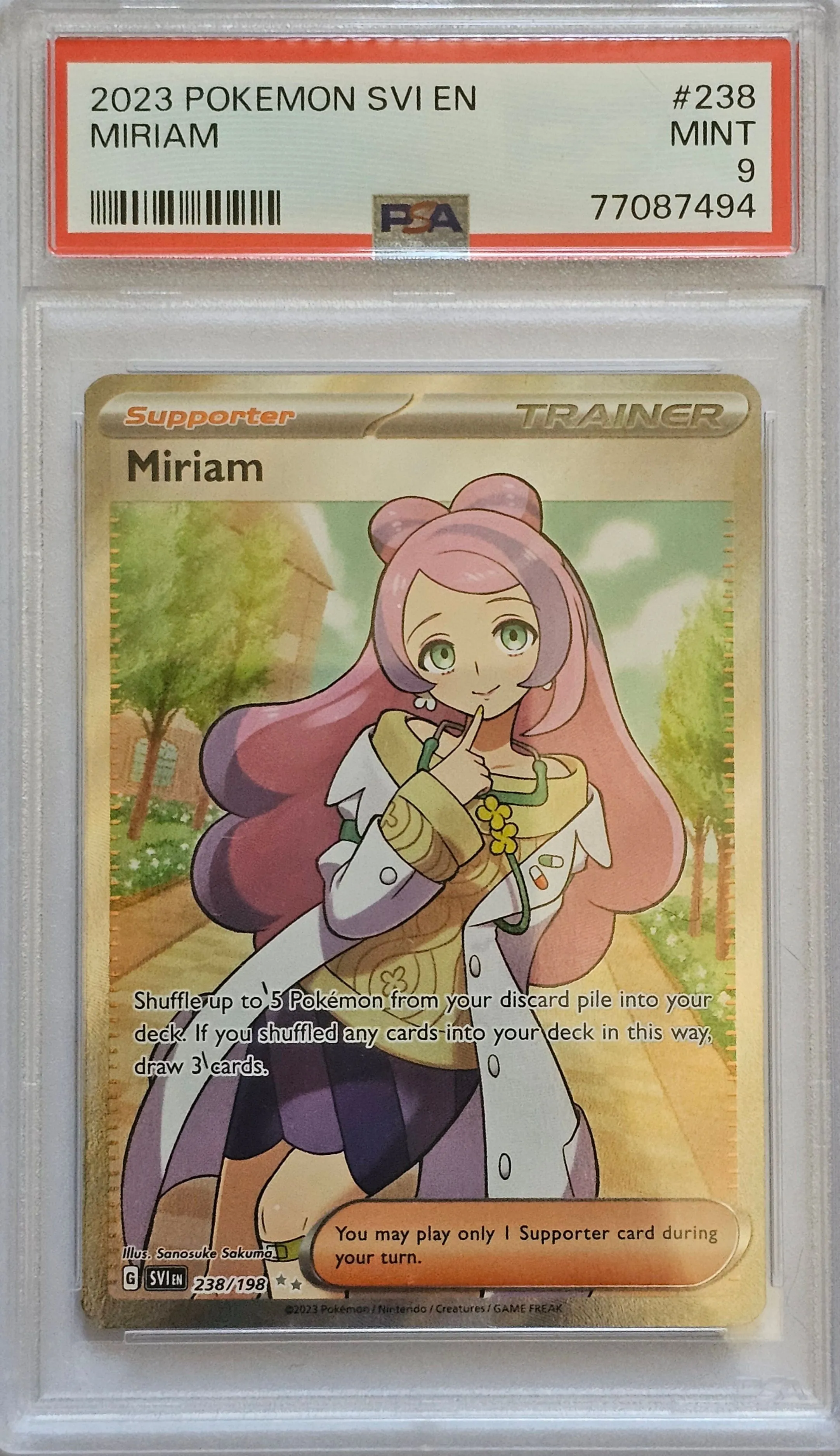 PSA 9 Miriam #238 Illustration Rare - IR (Scarlet & Violet base set)   Whatnot: Shop, Sell, Connect