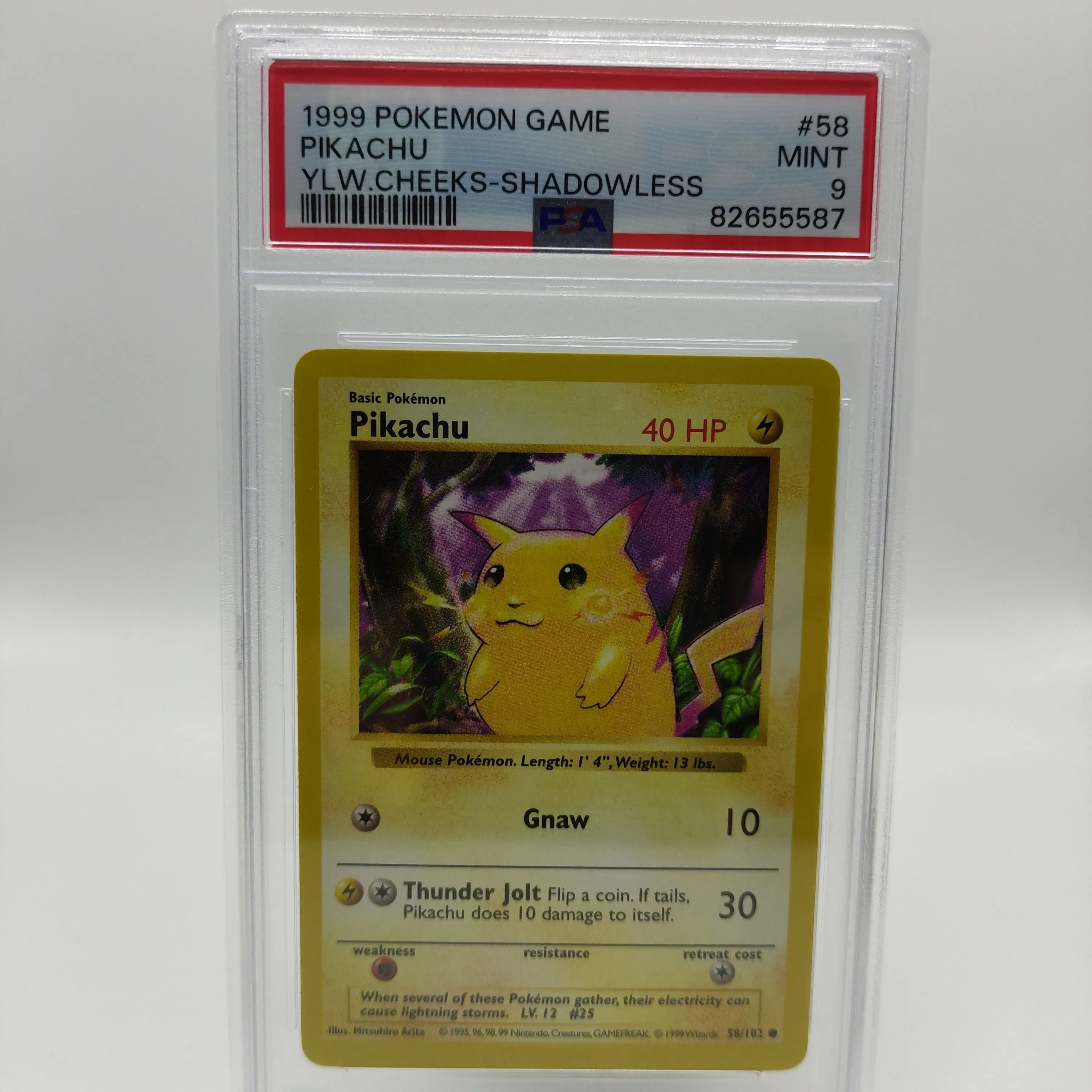 Product image for Base Set 1999 Pokemon Game Pikachu Ylw.Cheeks-Shadowless PSA MINT 9