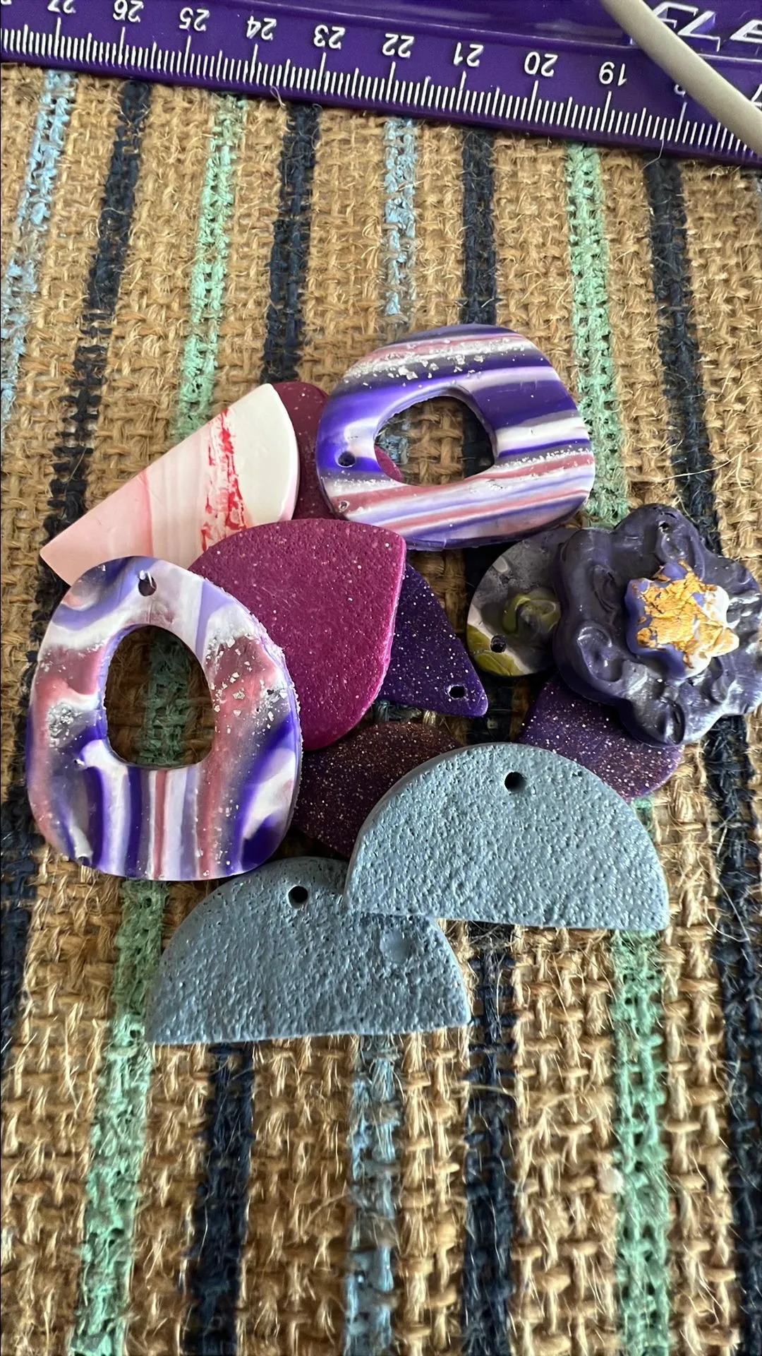 Product image for Pink & Purple Mixed Clay Charms Set of 12