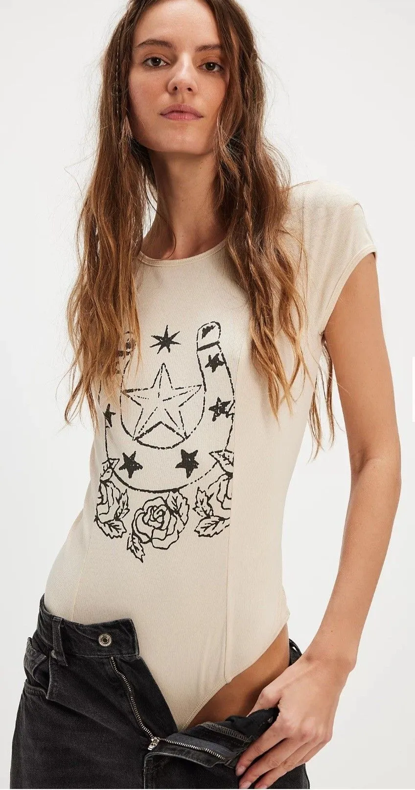 Product image for 3.FREE PEOPLE DESERT DARLING BODYSUIT SIZE L NWT 