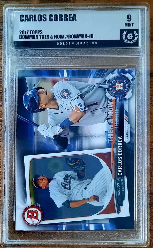 Product image for Carlos Correa 2017 Topps Bowman Then & Now #Bowman-18 Golden Grading (GG) 9 Mint