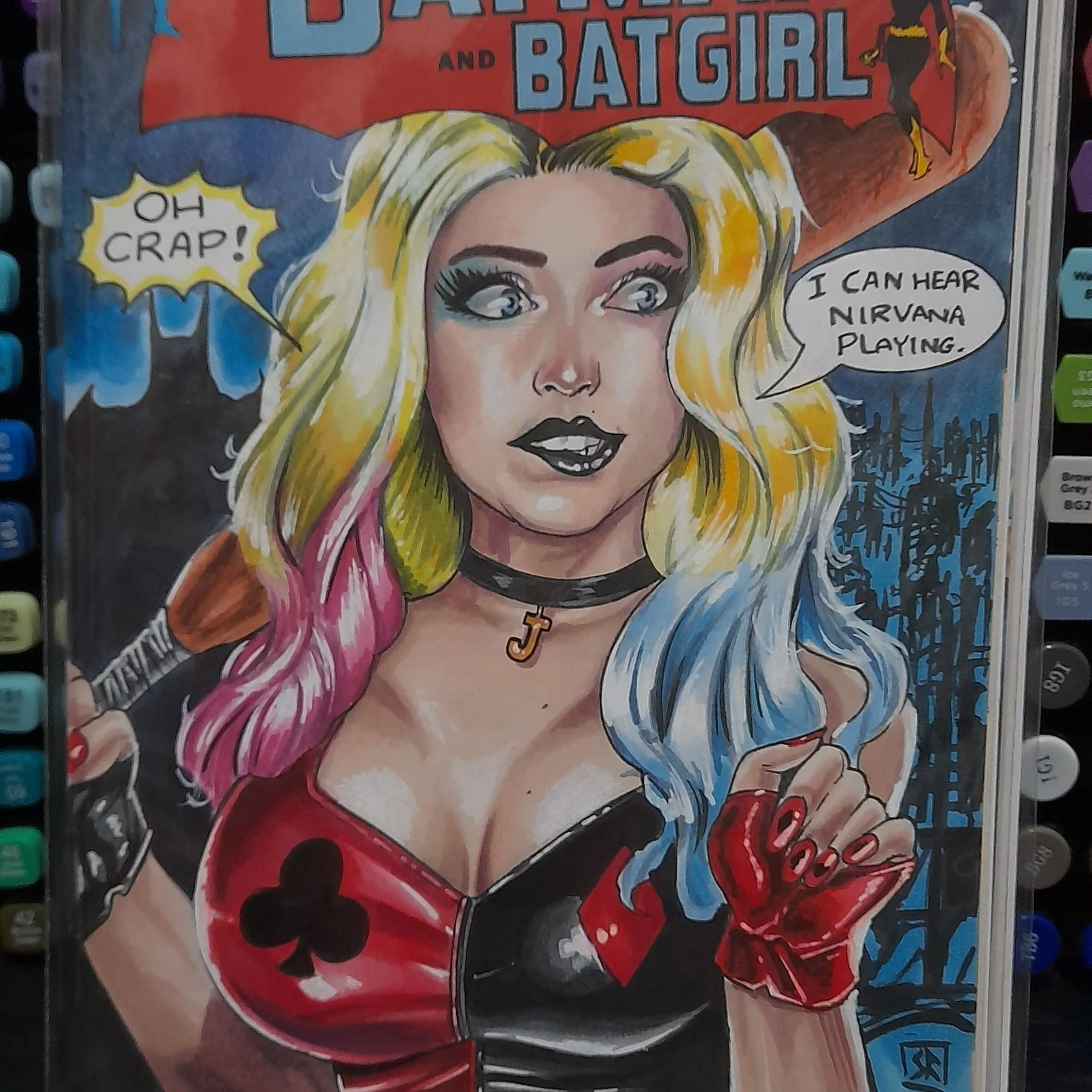 Product image for Harley Quinn Batman Blank sketch comic cover art by Sam Rogers