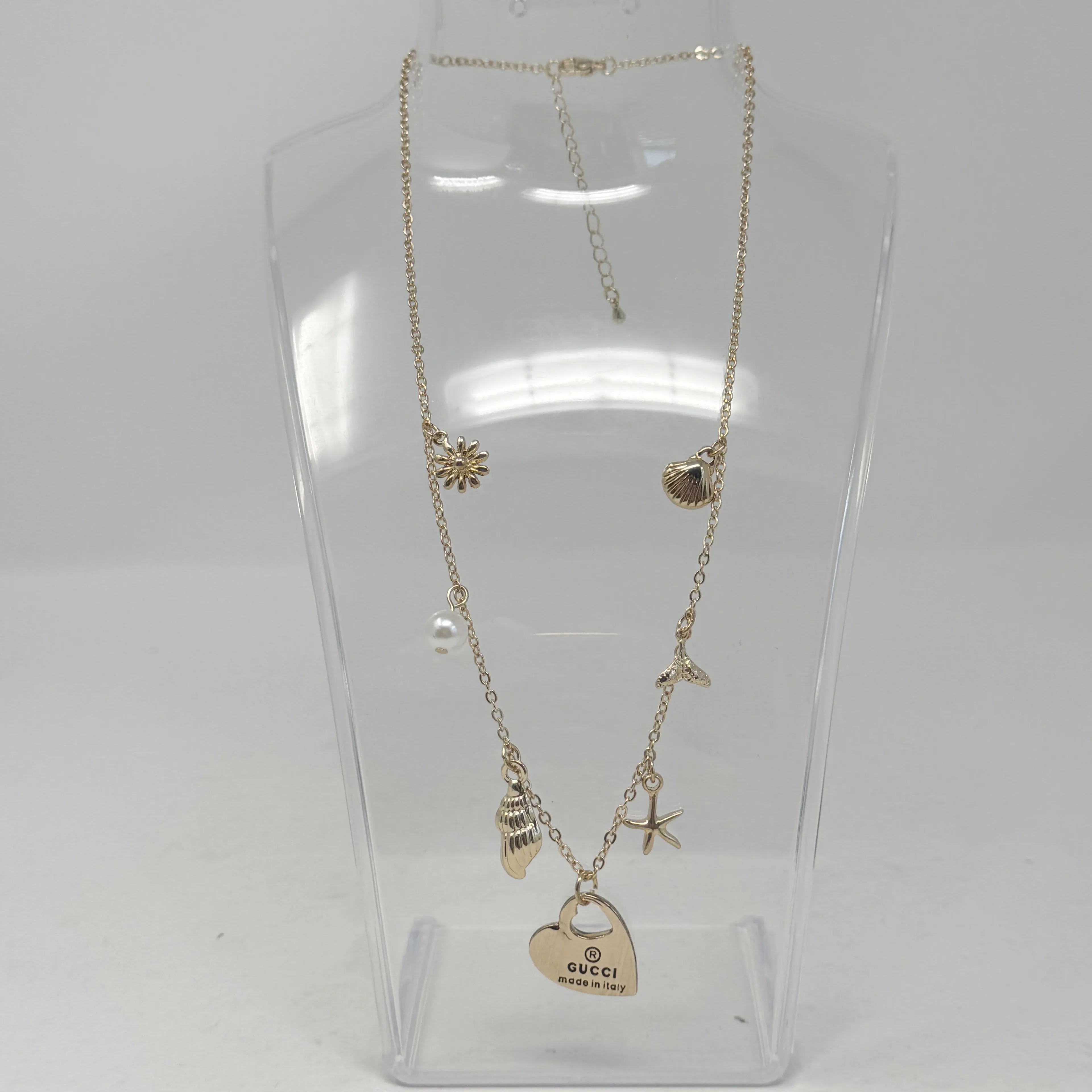 Product image for GUCCI Upcycled Heart Charm Beach Theme Necklace