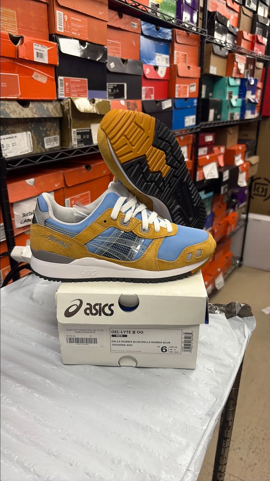 Product image for AWAKENY X ASICS GEL LYTE 3 "DELLA ROBBIA BLUE" SIZE 6M (7.5W) BRAND NEW