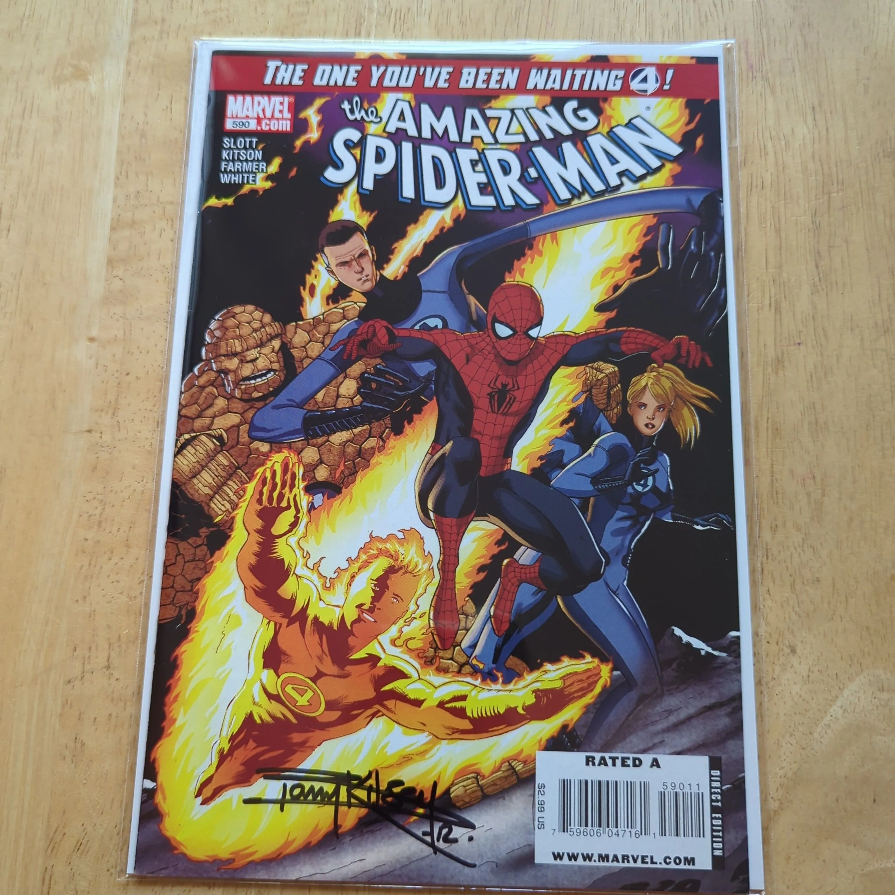 Product image for The Amazing Spider-Man #590. Signed by Artist BARRY KITSON.  No COA