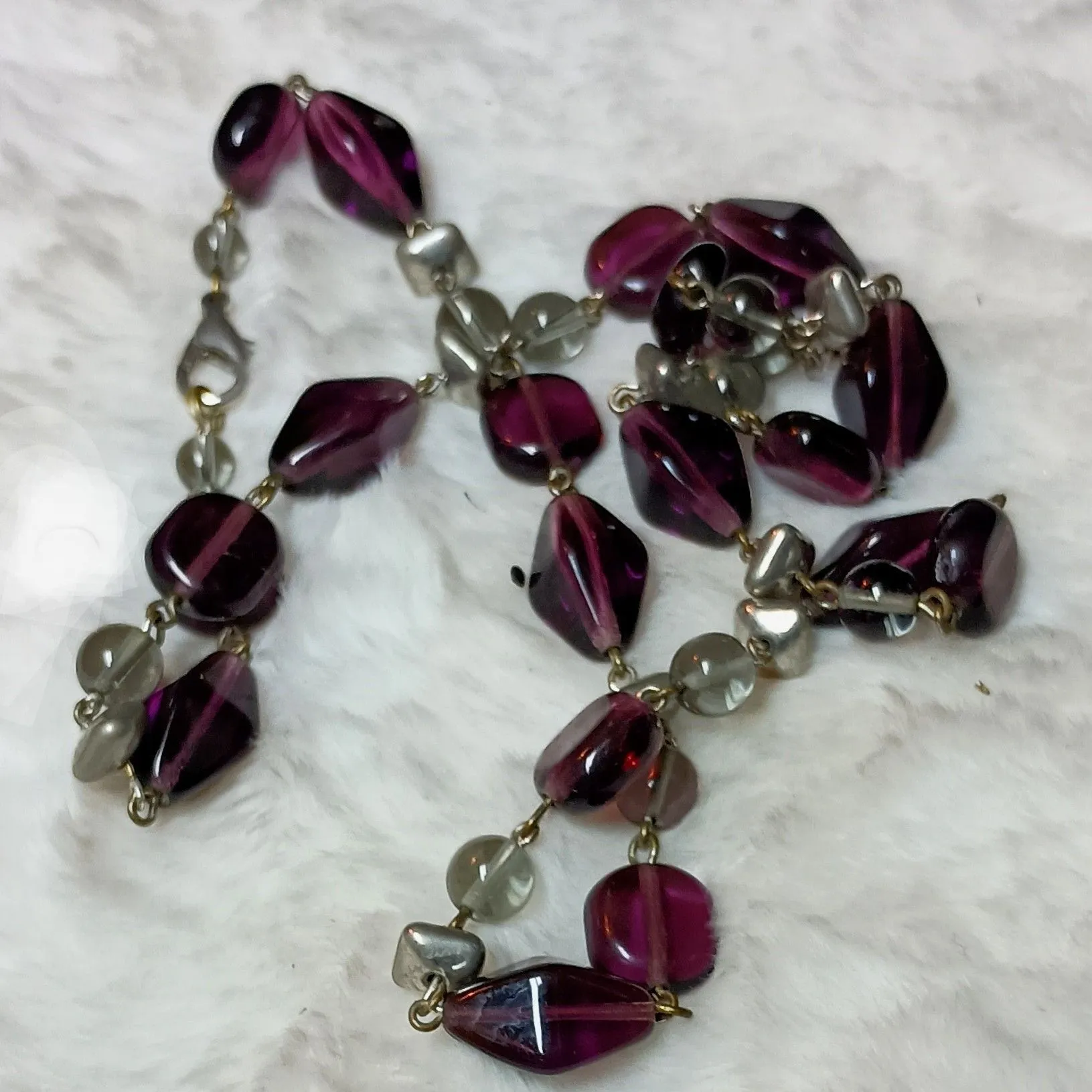 Product image for Purple and Silver Toned Glass Beaded Necklace