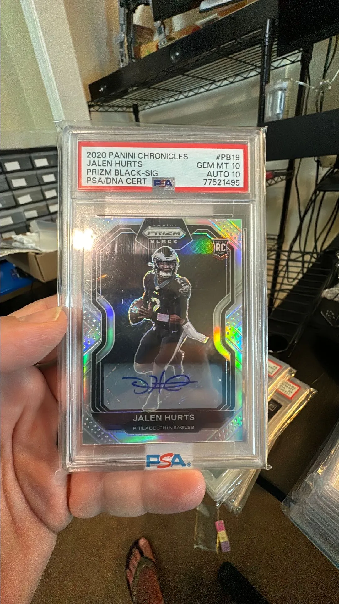 Product image for Jalen Hurts Rookie Auto 2020 Prizm Black-Sig PSA GEM MT 10