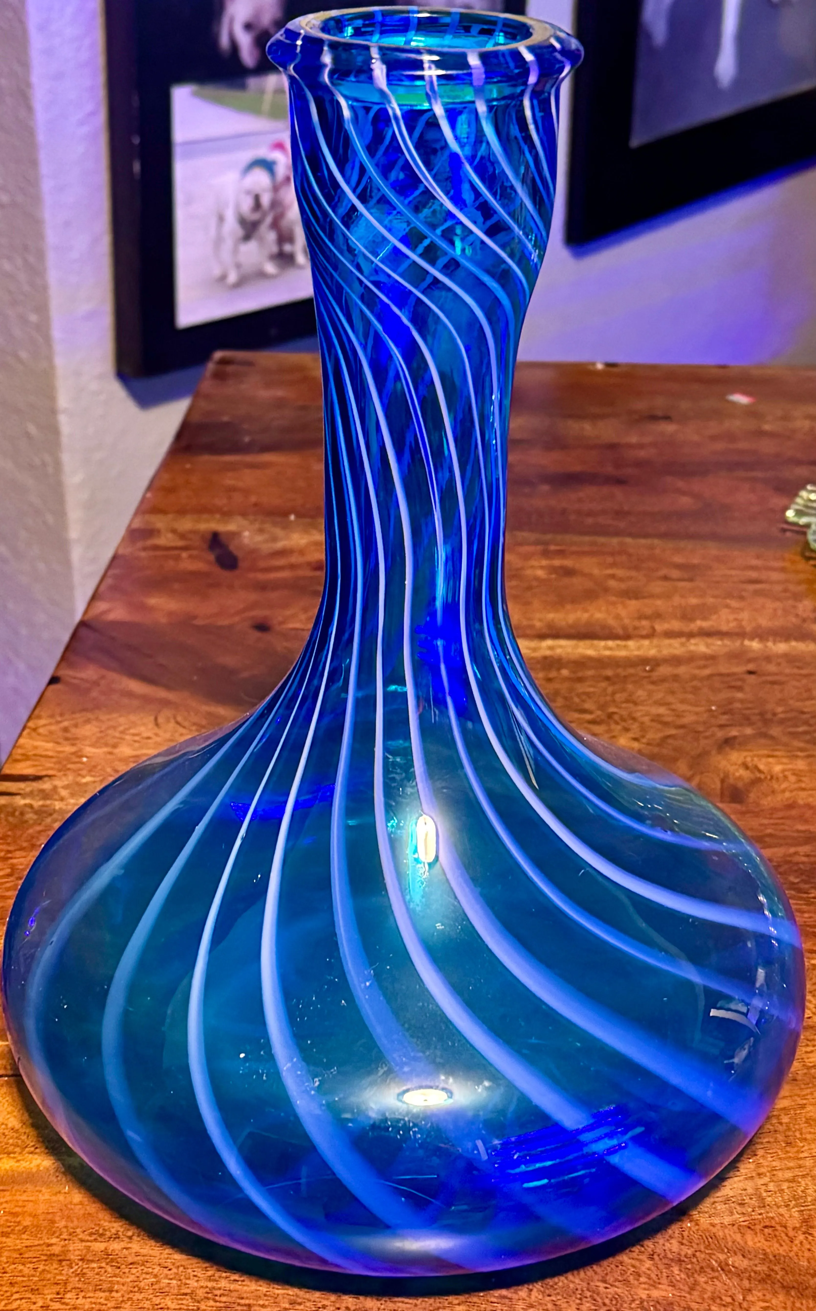 Product image for Large awesome blue swirled Lines vase decanter