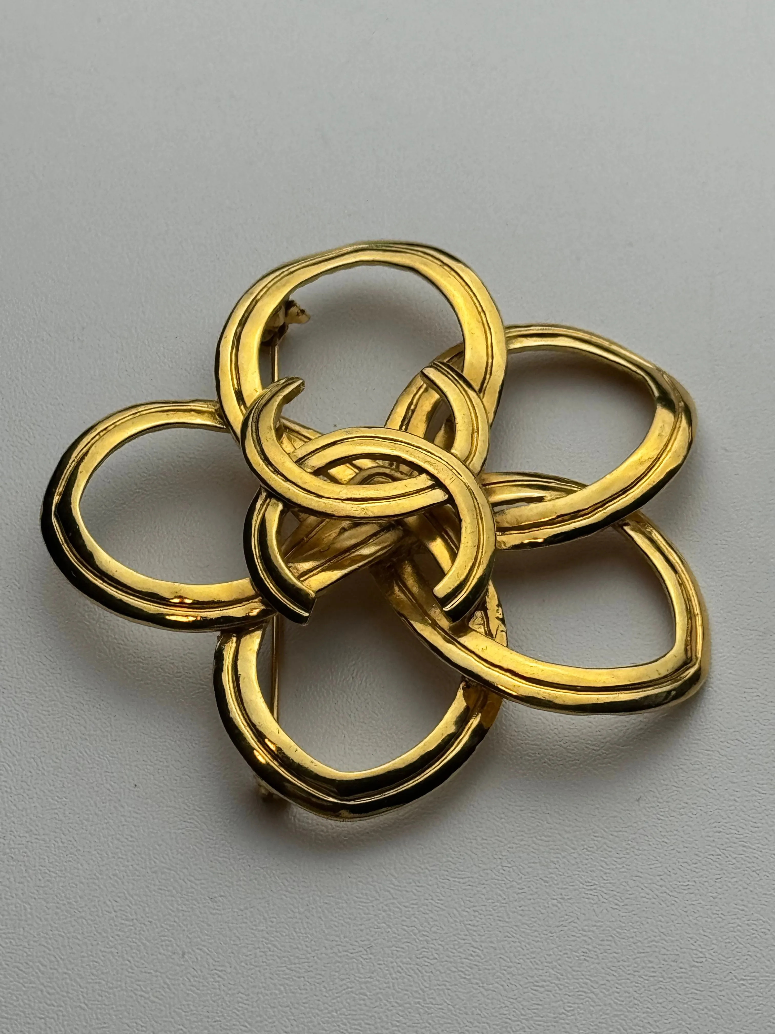 Product image for Chanel CC 24k Gold Plated Flower Brooch