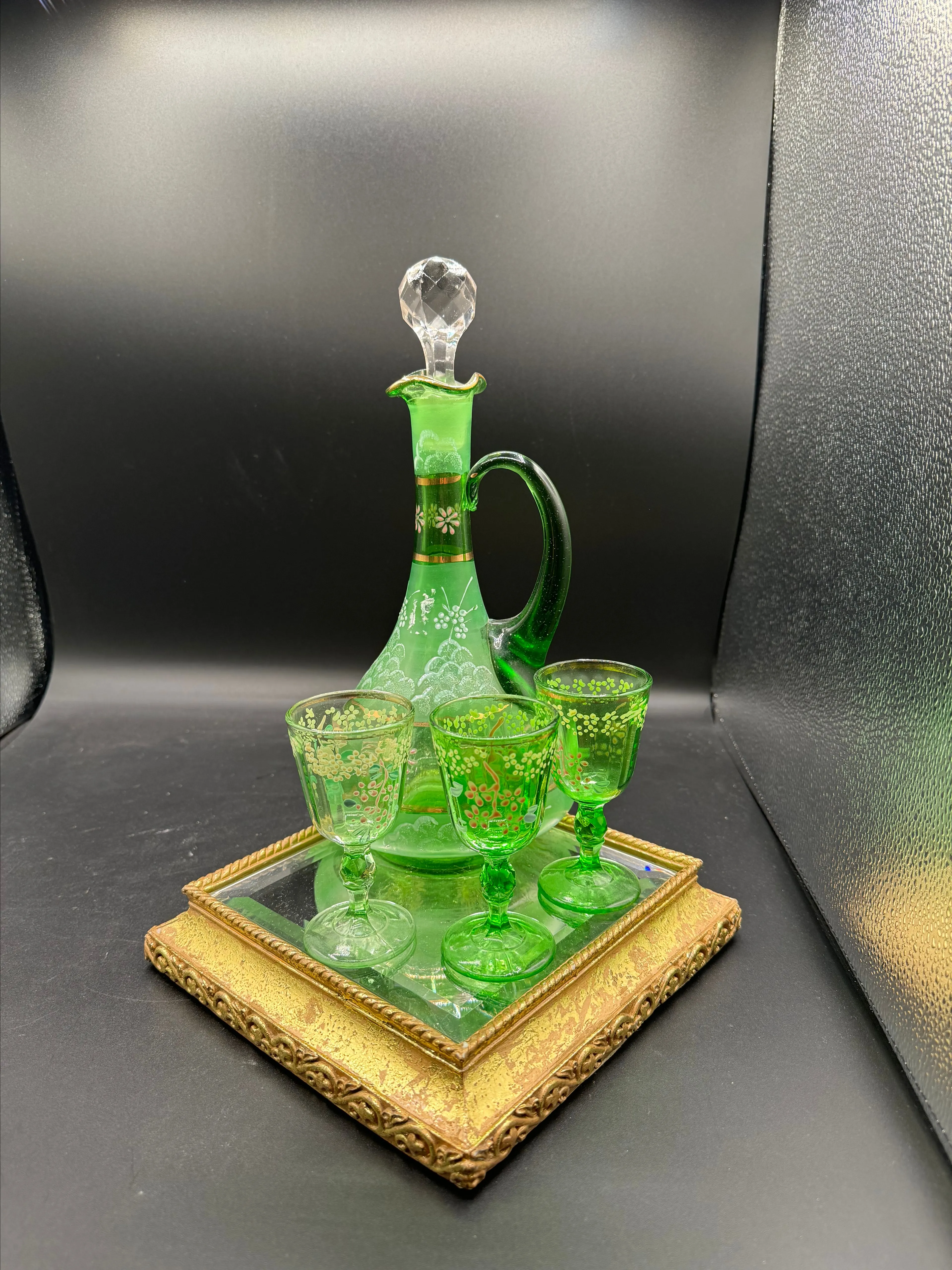 Product image for Vintage Decanter and 3 Cordial Glasses