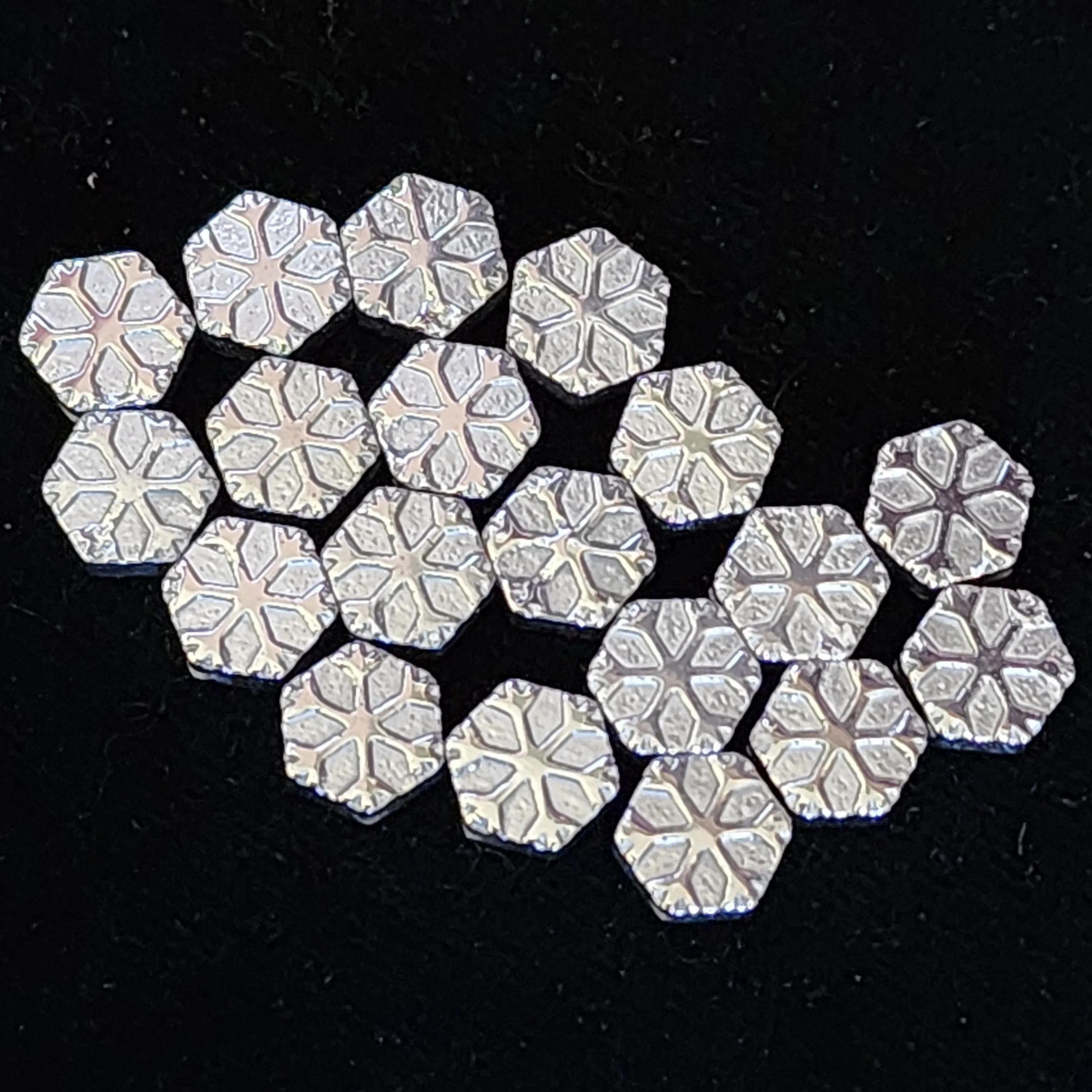 Product image for #13B: Silver Hematite (Man-Made) ❄️ Snowflake Beads,  6x7mm