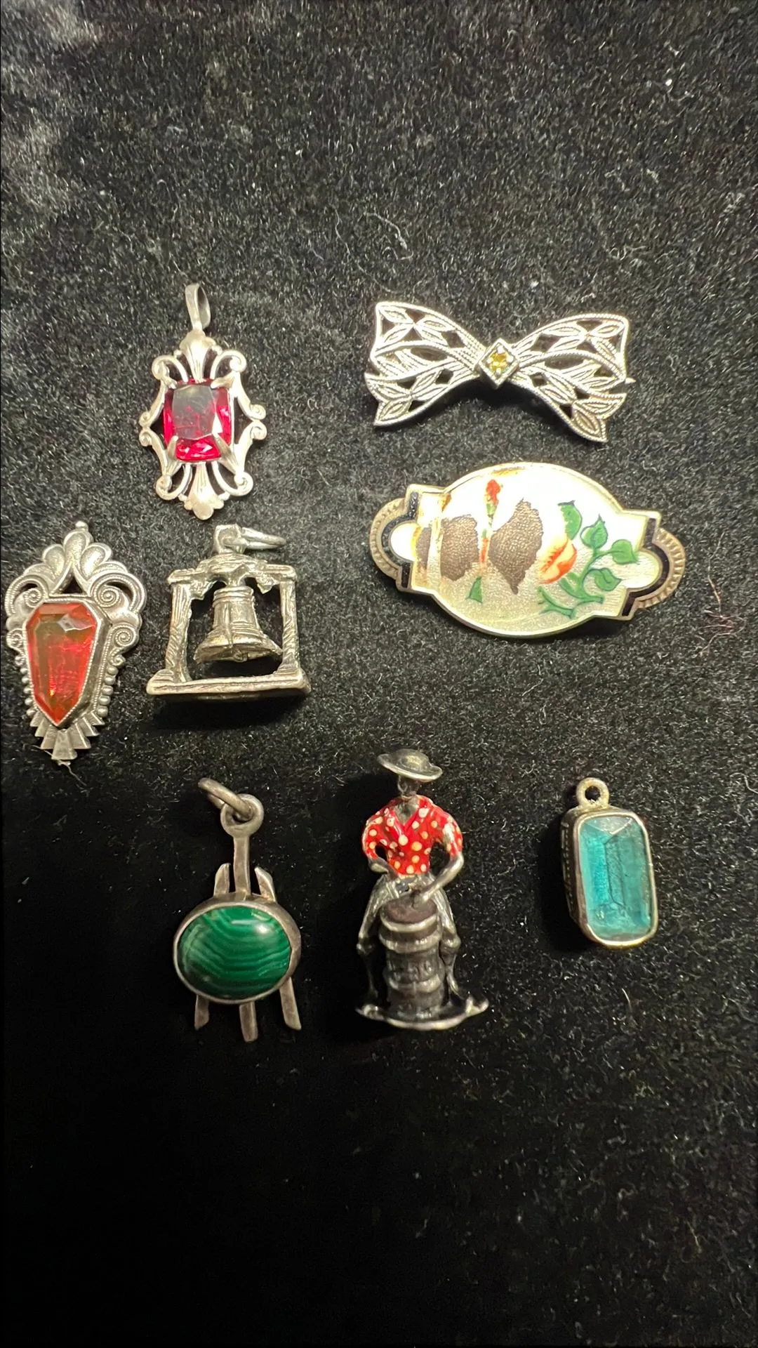 Product image for #015 Antique & Vintage Sterling Silver Jewelry Lot – Charms, Brooches & Pendants for Craft or Repair