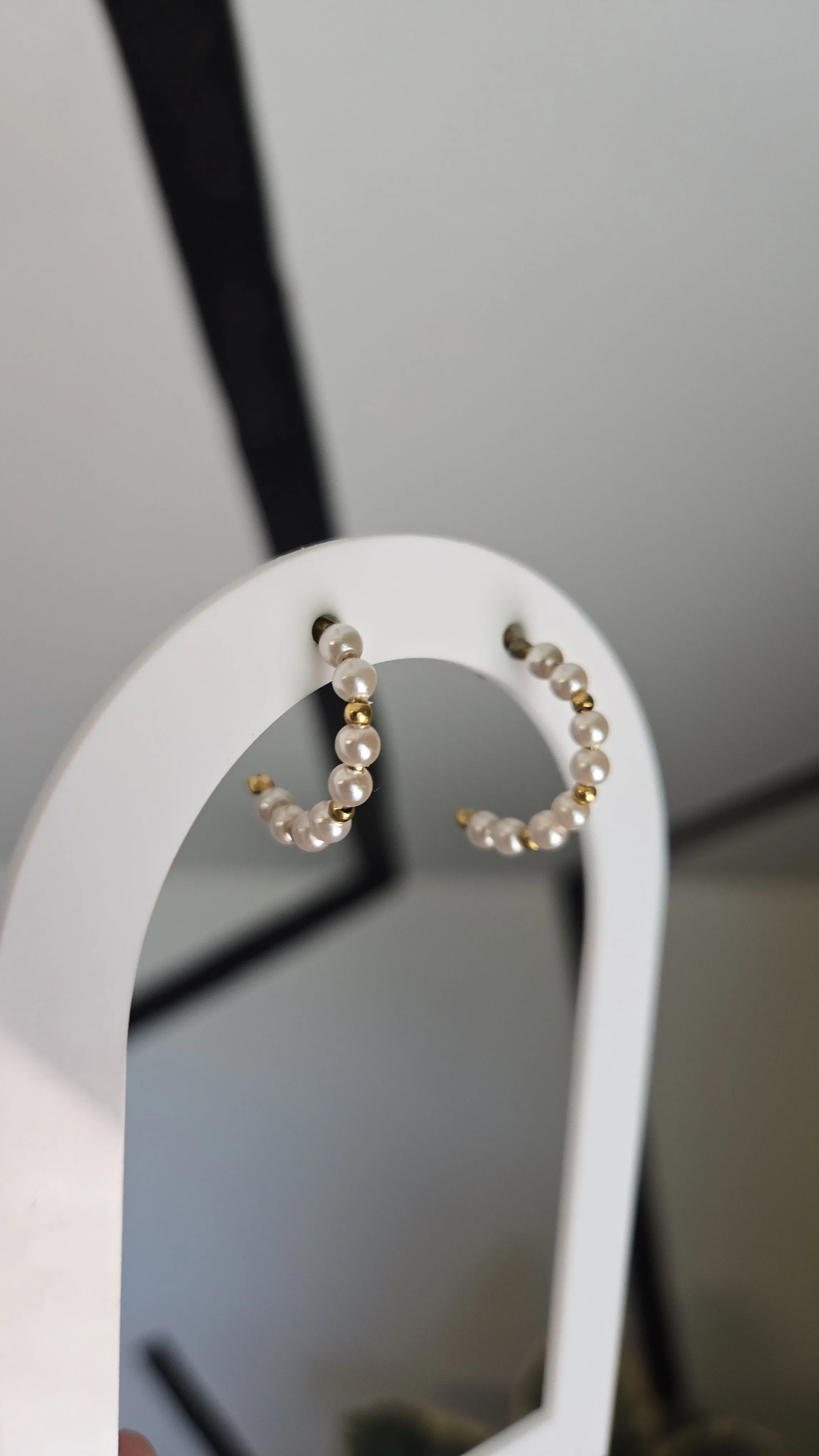 Product image for 48. Small Pearl Hoops 