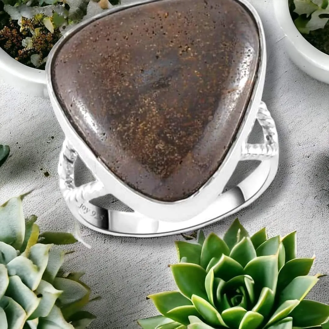 Product image for NWT Sterling Natural Boulder Opal artisan crafted ring - size 8. (15.85ctw.) Ring is stamped .925 an