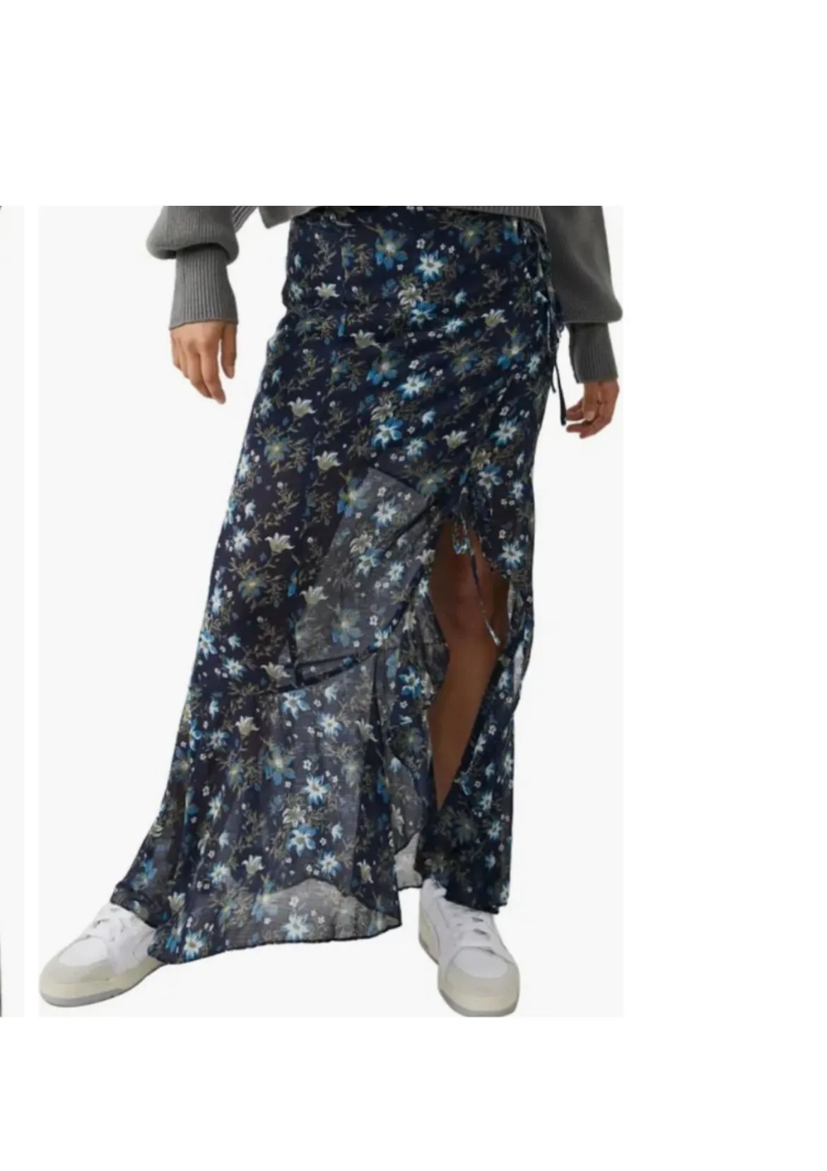 Product image for 027 Free People Skirt, blue floral, sz 2