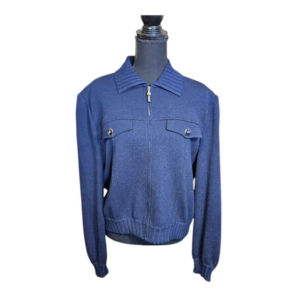 Product image for Women's St. John Knit Jacket, Size M, Dark Blue