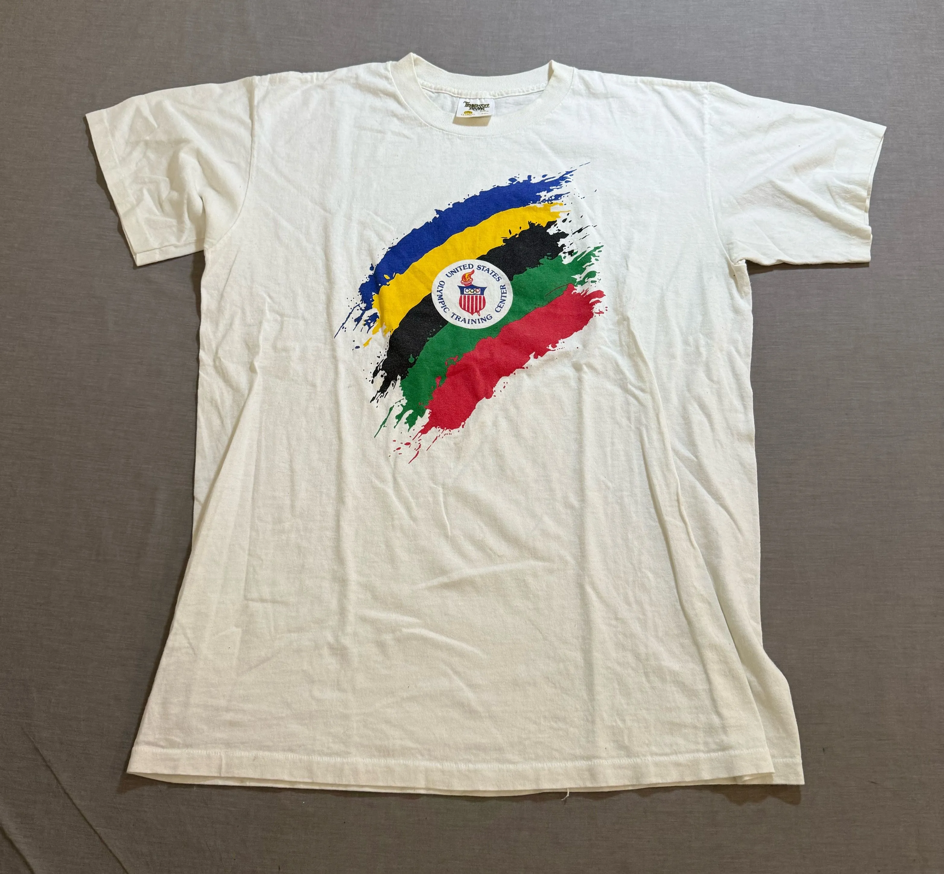 Product image for Vintage Olympics Lake Placid Shirt Men's XXL White Short Sleeve Tee.
